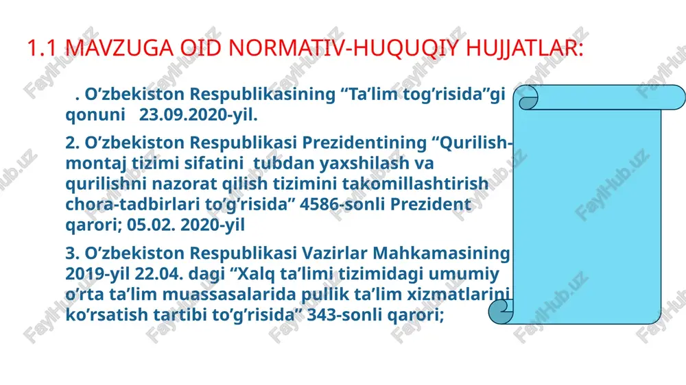 saqlash va undan samarali foydalanish uchun takliflar: energiya tejamkorligiga erishish va ijtimoiy energiya mahsulotlari (chiqindi va suv)ni qayta ishlash yo‘llarini izlash. 1 2 10 viii. xulosa maktab binosini saqlash va undan samarali foydalanishdan umumiy xulosam shundaki, bu muhim miqyosda jamiyatning tarbiyaviy, ijtimoiy va iqtisodiy rivojlanishiga ta'sir qiladi. bu xizmatlar, ta'lim tizimining barqarorligini ta'minlashda, o'quvchilar va o'qituvchilar uchun xavfsiz va qulay o'quv-mashg'ulot muhitini yaratishda, va umumiy ravishda jamiyatni rivojlantirishda muhim rol o'ynaydi. keyinchalikda, maktab binosini saqlash va undan samarali foydalanish quyidagi katta maqsadlarni o'z ichiga oladi: 1. o'quvchilarning yaxshi ta'lim olishi: bino muhofazasi, o'quvchilar uchun xavfsiz va qulay o'quv-mashg'ulot muhitini ta'minlashda muhim rol o'ynaydi. bu, o'quvchilarning ta'lim olishini ta'minlash, ularning ma'naviy va jismoniy salomatligini ta'minlash va ularning ta'limga qiziqishi va ma'lumotlarni olgan va unga qiziqish yaratishda yordam beradi. 2. o'qituvchilar uchun ma'naviy va ijtimoiy qoniqtirilgan muhit yaratish: bino va undan foydalanish, o'qituvchilar uchun ish joylarini, yordamchi xizmatlarini, va o'quvchi-o'qituvchilar munosabatlarini kuchaytirishda …