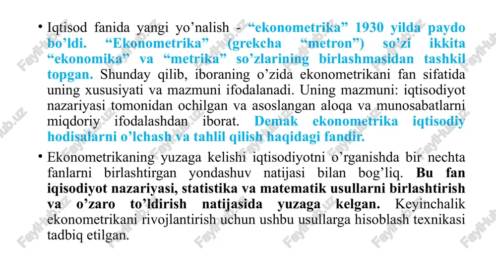 moddiy yoki xayolan tasavvur qilinadigan ob’ektki, qaysiki tadqiqot jarayonida haqiqiy ob’ektning o’rnini shunday bosadiki, uni bevosita o’rganish haqiqiy ob’ekt haqida yangi bilimlar beradi. modellarni qurishda tadqiq qilinayotgan hodisani belgilovchi muhim omillar aniqlanadi va qo’yilgan masalani echish uchun muhim bo’lmagan qismlar chiqarib tashlanadi. bir tomondan, modellar oson o’rganiladigan bo’lishi kerak, shuning uchun ular juda murakkab bo’lmasligi kerak — binobarin, ular albatta faqat soddalashtirilgan nusxalar bo’ladi. biroq, ikkinchi tomondan, modellarni o’rganishdan olingan xulosalarni haqiqiy ob’ektlarga ham qo’llash lozim, demak, model o’rganilayotgan haqiqiy ob’ektning muhim tomonlarini aks ettirishi kerak. modellashtirish deganda modellarni qurish, o’rganish va qo’llash jarayoni tushuniladi. modellashtirish jarayoni quyidagi uch elementni o’z ichiga oladi: sub’ekt (tadqiqotchi); tadqiqot ob’ekti; o’rganuvchi sub’ekt bilan o’rganilayotgan ob’ektning munosabatlarini vositalovchi model. turli iqtisodiy hodisalarni o’rganish uchun ularning iqtisodiy modellar deb ataluvchi soddalashtirilgan formal tasvirlaridan foydalaniladi. iste’mol tanlovi modellari, firma modellari, iqtisodiy o’sish modellari, tovar va moliya bozorlaridagi muvozanat modellari va boshqa ko’p modellar iqtisodiy modellarga misol …