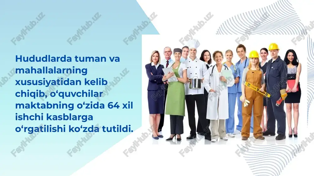 ib, unga ko‘ra maktablarda bu ish o‘quvchining butun ta’limi davomida amalga oshiriladi. har bir maktabda bu ishni maxsus tayyorlangan xodim – kasb-hunar maslahatchisi amalga oshiradi. u har bir o‘quvchi uchun alohida ish yuritadi, o‘quvchinig kasbiy sifatlari haqidagi ma‘lumotlarni maktab oxirida ish bilan ta’minlash xizmatiga topshadi. o‘quvchilarga kasblarning mazmuni va ularga qo‘yiladigan talablar to‘g‘risida ma’lumot topishda, ota-onalarga esa o‘z farzandlarining qiziqishlari va moyilligini rivojlantirishda yordam beradi. bundan tashqari xxi-asrning boshidan buyon qo‘shma shtatlarda kuzatilgan «kasb» tushunchasidan «karera» tushunchasiga o‘tish va bir qator yangi ta’lim dasturlari paydo bo‘lishiga e’tibor qaratadi. “maktabdan ishga” shiori yoshlarni mustaqil mehnat hayotiga sifatli tayyorlashdan iborat. fransiyada jiddiy davlat darajasidagi uchta vazirlik: mehnat, sog‘liqni saqlash va ta’lim vazirliklari tomonidan muvofiqlashtirilgan kasbga yo‘naltirish tizimi ishlaydi. fransiyada kasbga yo‘naltirishning zamonaviy konsepsiyasi va uning axborot yo‘nalishi ishlab chiqilgan. ushbu konsepsiyaga muvofiq, yoshlarning kasbiy tanlovga tayyorlik darajasi mehnat sharoitlari va inson uchun kasblar talablaridan xabardorlik darajasiga bog‘liqligi belgilangan. fransiyada keng doiradagi ma’lumotlar …