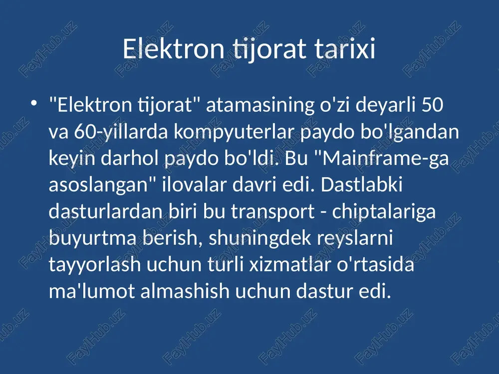 ha xarid narxiga, bitimlarning soniga va binolarni ijaraga olish narxiga asoslaydilar. onlayn do'konlar xaridlar sonini ham hisobga oladi, ular etkazib berish tezligini ham belgilaydilar. 3. tashkilotlarda va tadbirkorlikda elektron tijoratni b2b sektoridan foydalanish. bunday printsipi juda oddiy: kompaniya boshqa kompaniya bilan savdo qiladi. internet-platformalar barcha bosqichlardagi operatsiyalarni sezilarli darajada soddalashtirish, savdoni yanada samarali va oshkora qilish imkoniyatini beradi. b2b xususiyatlariga quyidagilar kiradi: bozorda xaridorlar va sotuvchilar nisbatan kam. iste'mol tovarlari bozorida ularning aksariyati ko'proq, shuning uchun b2b hududida raqobat unchalik kuchli emas; b2b narxlari alohida tarzda shakllantirilgan - bu erda strategik va o'zaro manfaatli sheriklik muhim ahamiyatga ega. shuning uchun, turli xil mijozlar uchun mahsulot yoki materialning har xil narxi shakllanishi mumkin; tovarlarga bo'lgan talab elastik emas va har doim tashqi iqtisodiy omillar ta'sirida bo'ladi. mijozlar buyurtma qiladigan partiyalar tovarlarning hajmi va miqdorida farq qiladi. bu har doim ommaviy etkazib berish; b2b sohasida mahsulotlarni targ'ib qilishning eng samarali usuli bu …
