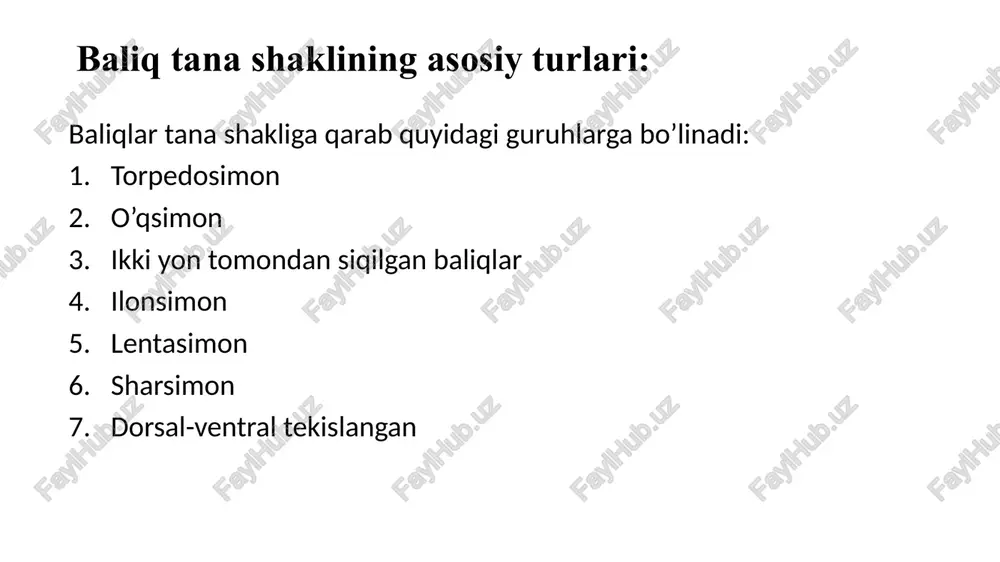 asining 40% gacha oladi. tez suzuvchi baliqlarda keskin burilishlar paytida dum rul vazifasini bajaradi. va nihoyat: kaudal suzgich baliqning oldinga siljishini bir tekislaydi, buning natijasida baliq u yoqdan bu yoqqa "tozalashni" to'xtatadi. suzgichlarda tog’ay yoki suyakdan iborat shu’lalar bor. bu shu’lalarning oldingi bir nechtasi tikan yoki ninaga aylangan, ular baliqning muhofaza qurolidir. buqabaliqlarda qorin suzgichi voronkasimon bo’lib, toshlarga yopishib turish vazifasini bajaradi. neogobius melanostomus (pallas, 1814) baliq skeleti e’tiboringiz uchun rahmat image1.jpeg image2.jpeg image3.jpeg image4.jpeg image5.jpeg image6.jpeg image7.jpeg image8.jpeg image9.jpeg image10.jpg image11.jpeg image12.jpeg image13.jpeg image14.jpeg image15.jpeg image16.jpeg image17.jpeg image18.png image19.png image20.jpeg image21.jpeg image22.png image23.jpeg image24.png image25.jpeg image26.jpeg image27.jpeg image28.jpeg image29.jpeg image30.jpeg image31.png image32.jpeg image33.png image34.jpeg image35.jpg image36.jpeg image37.jpeg image38.jpeg image39.jpeg image40.png /docprops/thumbnail.jpeg