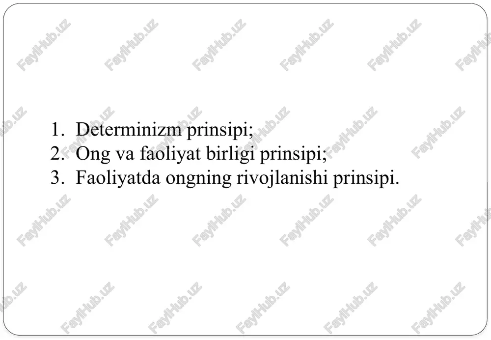 yatning bionik modellari sun'iy ravishda ishlab chiqilishi mumkin. so'rovnoma usuli - ijtimoiy-psixologik tadqiqotlarda keng qo'llaniladigan usul. uning mohiyati suhbatdoshning og'zidan ob'ektiv yoki sub'ektiv ma'lumotlar to'g'risida ma'lumot to'plashdan iborat. biografik metod - bu shaxsni o'rganishda keng qo'llaniladigan usullardan biridir. unda shaxsni shakllantirishdagi mavjud vaziyat, uning turmush tarzi, uning rivojlanishidagi inqirozli davrlar, ijtimoiylashuv xususiyatlari aniqlanadi. inson hayotidagi har kungi voqealar tahlil qilinadi, kelajakdagi vaziyatlar bashorat qilinadi, hayot jadvali shakllantiriladi, kassometriya bajariladi. kassometriya (lotincha causa-sabab, yunoncha metro-o'lchov) - hodisalar o'rtasidagi munosabatni sababiy tahlil qilish, shaxsning psixologik bosqichlarini tahlil qilish, hodisalar bilan bog'liq sharoitlarni aniqlash, shaxsiyat rivojlanishining ayrim bosqichlarining dastlabki voqealarini yoki turg'unlik. har qanday psixologik muammoni o'rganishda ushbu muammoga muvofiq tadqiqot usullari va qoidalari, ya'ni aniq tadqiqot usullari qo'llaniladi. bular: bashorat qilish, eksperimental yondashuv va tegishli materialni yaratish, sub'ektlarning dastlabki nazorat va eksperimental guruhlarini ajratish, bir qator eksperimentlarni aniqlash, eksperimental materiallarni statistik va nazariy qayta ishlash va boshqalar. e‘tiboringiz uchun rahmat! image4.png image5.png …