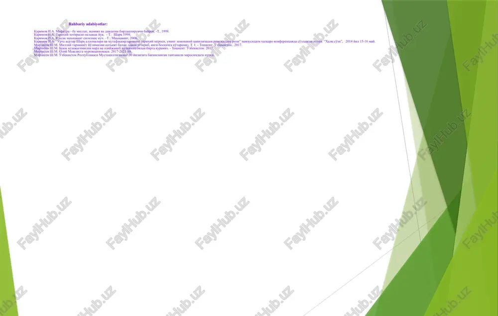 hsulotining 80 foizdan ko‘prog‘i mutlaqo qayta ishlanmasdan respublika tashqarisiga chiqarilgan. respublikadan olib ketilayotgan mahsulotning uchdan ikki qismi xom ashyo, materiallar va chala tayyor mahsulotlar bo‘lib, respublikaga keltirilayotgan tovarlarning 60 foizi esa mashinalar, asbob-uskunalar, yengil sanoat va oziq-ovqat sanoati mahsulotlaridir. o‘zbekiston g‘alla va un mahsulotlariga bo‘lgan ichki ehtiyojning 80 foizdan ortig‘i chetdan keltirilgan mahsulotlar hisobidan qoplanar edi. mustaqillikning dastlabki yillarida respublikamizda xalq iste'moli mollarining 60-70 foizi chetdan olib kelinar edi. o‘sha yillari mamlakat importi tarkibida oziq-ovqat mahsulotlarining ulushi 73,8 foizni tashkil etar edi. respublika barcha asosiy iqtisodiy va ijtimoiy ko‘rsatkichlar bo‘yicha ittifoqdagi o‘rtacha darajadan ham ancha orqada bo‘lib, mamlakatda oxirgi o‘rinlardan birida edi. o‘zbekiston kishi boshiga yalpi ijtimoiy mahsulot ishlab chiqarish bo‘yicha mamlakatda 12-o‘rinda, aholi jon boshiga milliy daromad ishlab chiqarish bo‘yicha esa ko‘rsatkich ittifoqdagi o‘rtacha darajadan ikki hissa past edi. 2. markazning o‘zbekistonda amalga oshirgan qatag‘on siyosati. “paxta ishi”, “o‘zbeklar ishi” nomli soxta ishlar. maʼmuriy-buyruqbozlik hamda kommunistik mafkuraga asoslangan sovet …
