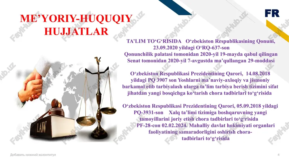 v x. t. "maktab boshqaruvida jamoatchilik bilan hamkorlik" - bu kitobda maktab boshqaruvida jamoatchilik bilan hamkorlik qilish yo‘llari haqida ma’lumotlar keltirilgan. 3. “yaponiyada ta’lim tizimini xalqaro standartlarga chiqishining o‘ziga xosligi (a.jumanov,g.naimov ”internet manbaalari fr dobavit nijniy kolontitul 13 1.https://www.google.com/search?q=ta%60limda+xokimlik+bilan+aloqa&oq=ta%60limda+xokimlik+bilan+aloqa&gs_lcrp=egzjahjvbwuybggaeeuyodibctqzmjg3ajbqoagcalacaq&sourceid foydalanilgan internet sahifalari 2.https://cyberleninka.ru/article/n/zamonaviy-maktablar-faoliyatini-shakllantirish-va-rivojlantirish-tendentsiyalari 3.file:///c:/users/user/downloads/131-134%20(1).pdf fr e’tiboringiz uchun tashakkur 14 fr 14 image1.jpeg image2.png image3.jpeg image4.png image5.jpeg image6.jpeg image7.emf image8.png image9.jpeg image10.jfif image11.jpeg image12.jpg image13.jpeg image14.jpeg image15.jpeg image16.jpg image17.jpeg