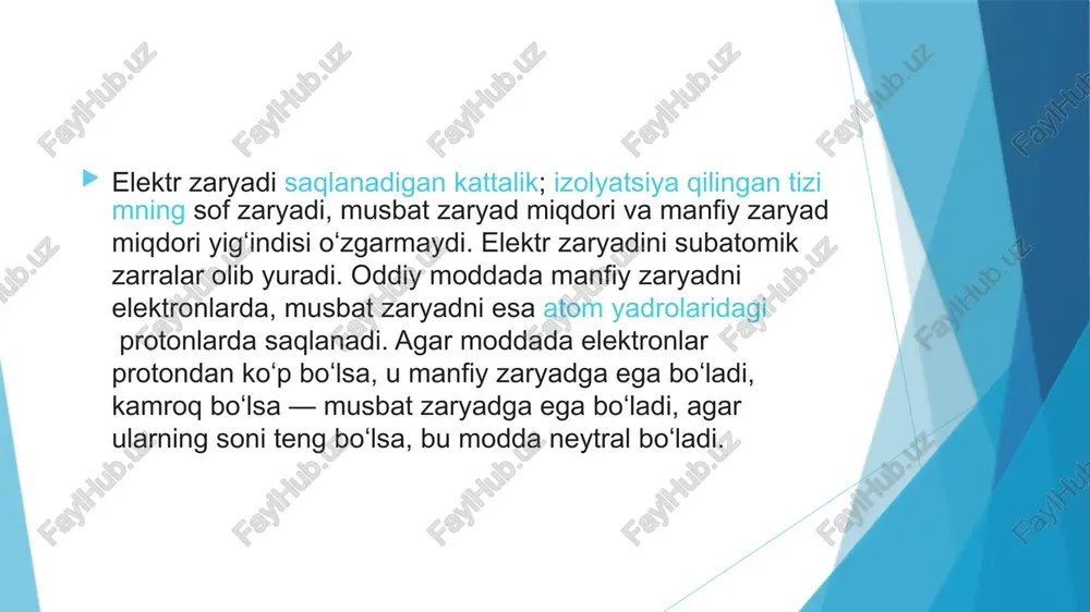elektrostatika va elektrzaryadining qonunlari - Page 4