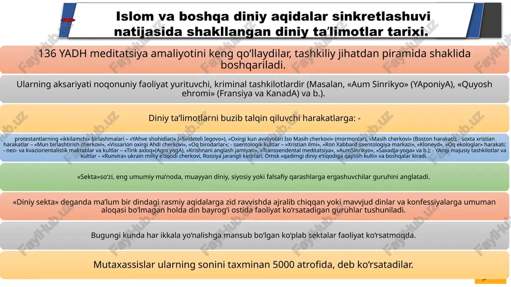 ahoiylik bahoiylikda ruhoniylar yo‘q. mahalliy jamoalarni yilda bir marotaba 21 aprel' kuni yashirin ovoz berish yo‘li bilan saylanadigan 9 kishidan iborat mahalliy diniy majlis boshqaradi. bahoiylar yirik jamoasi mavjud bo‘lgan har bir davlatda milliy diniy majlis saylanadi. o‘z navbatida milliy diniy majlis vakillari 9 kishidan iborat bo‘lgan umumjahon adolat uyi a'zolarini saylaydilar. har besh yilda saylanadigan umumjahon adolat uyi umumjahon bahoiylar jamiyatining faoliyatini boshqarib boradi. bahoiylikda har biri 19 kunlik 19 oydan iborat bo‘lgan diniy taqvim qabul qilingan. har 19 kunda jamoaning barcha a'zolari ibodat qilish, jamoa bilan bog‘liq ishlarni muhokama qilish, o‘zaro birodarlik aloqalarini mustahkamlash uchun yig‘iladilar. bahoiylik kuniga uch marta isroilning akka shahriga qarab ibodat qilinadi. bahoiylarning muqaddas ibodatxonasi akka shahrida joylashgan. umumiy ibodat duo o‘qish, meditasiya hamda bahoiylikning asosiy kitoblari va jahon dinlari muqaddas kitoblaridan matnlar o‘qish orqali amalga oshiriladi. har yili 2 martdan 20 martgacha bahoiylar kun chiqardan kun botgunga qadar ovqat va suvdan o‘zlarini tiyib, …