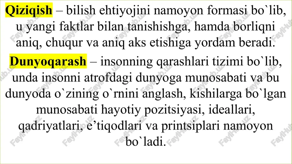 lariga moslashtiriladi. demokrit aytganidek: «insonni inson qilib etishtiruvchi narsa tarbiyadir». ishonch – xulq xatti-harakatlarini muhim anglanilgan motivi, faoliyatini aniq yo`nalishga solib turuvchi va dunyoni hissiy idrok etish, qat’iy printsipga ega ekanligi bilan xarakterlanadi. foyalar o`z - o`zini tarbiyalash rejasini beruvchi, o`zini nazorat qilishga undovchi omil hisoblanadi. 16 amerikalik sotsiolog k.n.tomasning “shaxs so`rovnomasi” metodikasi yordamida turli nizomi vaziyatlarida shaxs o`zini qanday tutishligi: hamkorlikka yoki raqobatga moyilligi, murossaga (kompromiss, en bosishga, yo’l berishga) tayerligi, nizolarda qochish yoki uni keskinlashtirishga intilishi kabi sifatlarning namoyon bo`lish darajasini aniqlash mumkin. bu metodika jamoaning har bir a’zosini hamkorlikdagi faoliyatga ijtimoiy - psixologik moslashuvchanlik darajasini b baholash imkoniyatlarini ham beradi. 17 ayzenk testi (bolalar varianti) epv insonning individual - psixologik xususiyatlarini, shaxsiy xislatlari - ekstrovertlik, introverlik va turg’unlikni o’rganishga mo’ljallangan. kattalar varianti 45 savoldan iborat 24 savol ekstravertlikni va introverlikni, 24 savol neyrotizmni aniqlashga mo`ljallangan, 9 ta savol “yolgonchilik” shkalasidan iborat. 18 shuningdek d.b.el’komin, t.v.dragunovalar o`smirlik davri …