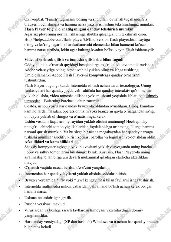 lash haqidagi xabarni bosing. sizning e'tiboringizni biron bir chapga emas, balki rasmiy saytga o'tkazilganingizga qarataman va o'rnatuvchini yuklab oling: sizning yoki yo'qligingizga e'tibor bering operatsion tizim va til. agar noto'g'ri bo'lsa, u erni bosing va o'z tanlovingizni tanlang. iltimos, o'rnatishning ikki turi mavjudligini unutmang: uchun internet explorer va boshqa barcha brauzerlar uchun. to'g'ri versiyani o'rnatish uchun flesh-pleer o'rnatilgan brauzerdan saytga o'tishingiz kerak. agar versiya internet explorer-ga o'rnatilmagan bo'lsa, plagin barcha brauzerlaringizga o'rnatiladi: chrome, opera, firefox va boshqalar. shunga ko'ra, ie uchun versiya faqat unga o'rnatiladi. bundan tashqari, flash player allaqachon google chrome-da o'rnatilganligini yodda tuting, ammo u pleerning rasmiy versiyasi kabi yangilanmaydi. shunday qilib, adobe flash player-ni o'rnatish uchun o'rnatish oynasidagi belgini olib tashlang qo'shimcha dastur yoki biron bir qo'shimcha va "yuklab olish" tugmasini bosing. saqlash o'rnatuvchisi oynasi ochiladi. biz saqlaymiz, so'ngra yuklab olinganda, biz sehrgarning ko'rsatmalarini ishga tushiramiz va bajaramiz. ushbu bosqichda barcha ochiq brauzerlarni yopishingiz kerak! o'rnatish bilan …