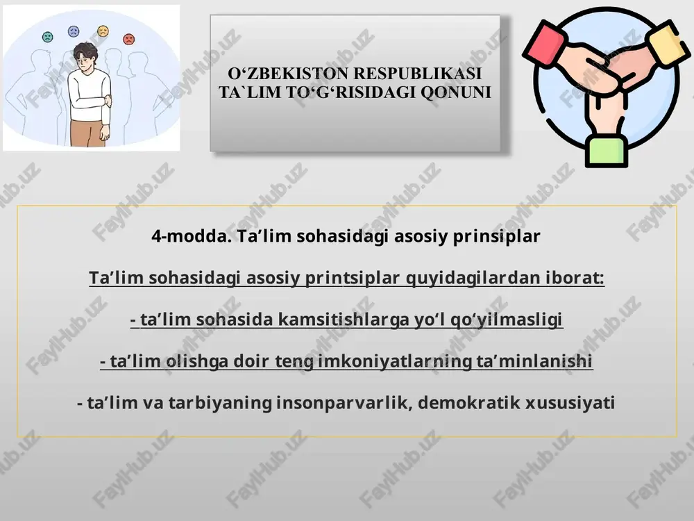 jtimoiy himoyaga muhtoj, nosog‘lom oila farzandlari, sog‘ligida muammosi bor (jismonan nogiron) o‘quvchilar o‘z tengqurlari qatorida o‘z iqtidorlarini namoyish etadi. xulosa mavzuning dolzarb masalalaridan kelib chiqan holda xulosalarim shundan iboratki, maktablarda bola huquqlarini himoya qilishni tizimli joriy etishda sinfxonalarda ovozli kuzatuv kameralarni o‘rnatish lozim va bu orqali sinfdagi barcha o‘quvchilar va o‘qituvchilarni harakati nazorat ostida bo‘ladi va o‘qituvchilarda sergalikni oshiradi. qolaversa, ta’lim samaradorligi ham yaxshilanadi. kelajakda children ombudsman motivatsion lavozimini orqali barcha o‘quvchilarda o‘ziga ishonch kelajakka umid paydo bo‘ladi. ular orqali o‘quvchilar huquqlari himoyalanadi. har bir sinfdagi children ombudsmanlar esa to‘g‘ridan-to‘g‘ri maktab children ombudsmani bilan hamkorlikda ishlaydi va o‘z samarasini beradi. o‘quvchilarda kommunikativlikni oshirish va liderlik xususiyatlarini nomoyon etishda esa “har bir o‘quvchi lider” seminar trening samarali usuldir. trening orqali har bir sinfdagi bolalarning iqtidorlari va qobilyatlari nomoyon bo‘lishi va shu orqali jismonan nogiron va to‘liq bo‘lmagan oila farzandlarini jamiyatga qo‘shish, bolalarni kamsitilishini oldini olish, ijtimoiy himoyaga muhtoj bolalarni qo‘llab-quvvatlash va …