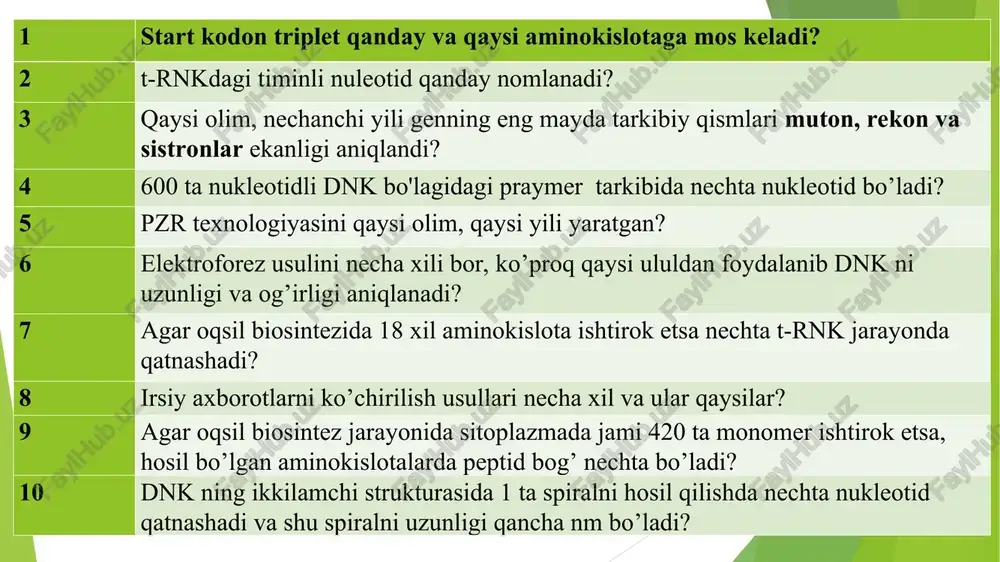 ariga asoslangan: uglevodlar tuzilishiga ko`ra uch guruhga bo`linadi: a) monosaxaridlar va ularning hosilalari (c-3 triozalar, c-4 tetrozalar,c-5 pentozalar, c-6 geksozalar, c-7 geptoza va boshqalar); b) oligosaxaridlar ( tarkibidagi monosaxaridlar soni 2 tadan 10 tagacha –disaxarid, trisaxarid, tetrasaxarid va hokozo); c) polisaxaridlar (gomopolisaxaridlar va geteropolisaxaridlar). fizik-kimyoviy xossalariga ko`ra uglevodlar quyidagicha tasniflanadilar: neytral (gidroksil va karbonil guruhlari saqlaydi); ishqoriy (qo`shimcha amino guruhi saqlaydi); kislotali (qo`shimcha karboksil guruhi saqlaydi). krebs sikli glikoliz, krebs yoki sitrat sikli (video) foydalanilgan adabiyotlar 1.to`raqulov yo.x. “biokimyo” – t.: “o`zbekiston”, 1996. u-5434, u-5375. 50 ta kirill alifbosida) darslik. 2.zikiryayev a., mirhamidova p. “biokimyo” – t.: “fan va texnologiya” 2009. u-7074 (10 ta kirill alifbosida) o`quv qo`llanma. 3.zikiryaev a., mirhamidova p. biokimyo” t.:“tafakkur bo`stoni” 2013 (lotin alifbosida) o`quv qo`llanma. 4.valixanov m.n. “biokimyo” t.: “universitet” 2008. (http/www.tdpu. library.uz/) 5.mirhamidova p. va boshq. “biokimyo, amaliy mashg`ulotlar” – t.: “universitet” 2002. u-5816 (100 ta kirill alifbosida), o`quv qo`llanma. 6.zikiryayev a., mirhamidova p. …