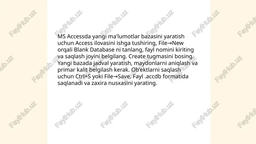 ms access ma'lumotlar bazasi bilan ishlash - Page 4