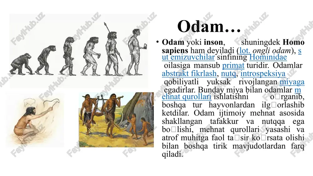 ga va tabiiy ehtiyojlariga ko‘ra jamiyat tuzadilar. ularning harakat va fe’llarini dastavval bora-bora odatlarga aylanadigan tabiiy qobiliyatlar belgilaydi» shaxs… shaxs — alohida individ, mohiyatan yaxlit ijtimoiy-axloqiy olam. u oʻzida inson mohiyatini, uning mavjudot sifatidagi qadriyatini mujassam etadi. shaxs ijtimoiy-gumanitar fanlarda oʻz yoʻnalishi, tadqiqot obʼyekti va maqsadi nuqtai nazaridan turlicha talqin etiladi. u oʻta murakkab, ziddiyatli, qaramaqarshi, oʻzini oʻzi inkor etadigan mavjudot sifatida, biologik, fiziologik, ijtimoiy, maʼnaviy, ruhiy, axloqiy va estetik aqlidrok, tafakkur obʼyekti sifatida, hatto, falsafiy va mantiqiy, yashash huquqi va hayot mantigʻi jihatidan tadqiqot manbaiga aylanishi mumkin. o‘z-o‘zini nazorat qilish, o‘z-o‘zini tarbiyalash, yuksak mas`uliyatni his etish, g’oya uchun kurashish, mustahkam e`tiqodga ega bo‘lish, o‘z fikr-mulohazalarini erkin bayon etish va ijtimoiy-siyosiy faollik shaxsga xos belgilardir. shaxsning maqsad, g’oya va ideallari jamiyatdagi mavjud g’oya va mafkura bilan uzviy bog’liq ravishda shakllanadi. milliy g’oya va mafkurani amalga oshirish, ezgu ideallar yo‘lida hatto hayotini qurbon qilish shaxs hayotining bosh maqsadiga aylanadi. shaxs mustahkam …