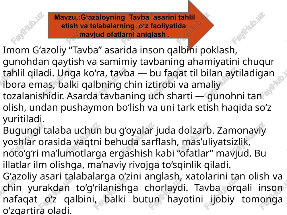 masalasi dolzarb ahamiyat kasb etmoqda. texnologik taraqqiyot, axborot oqimi va globallashuv axloqiy qadriyatlarga ijobiy va salbiy ta’sir ko‘rsatmoqda. yutuqlar shundaki, hozirgi yoshlar inson huquqlari, tenglik, bag‘rikenglik kabi universal qadriyatlar bilan erta tanishmoqda. oila, maktab va ommaviy axborot vositalari orqali axloqiy ong shakllanmoqda. shuningdek, axloqiy tarbiya interaktiv usullar, san’at, film va ijtimoiy tarmoqlar orqali ham rivojlanmoqda. bu esa yosh avlodga axloqiy tushunchalarni oson va qiziqarli yetkazishga yordam beradi. ammo kamchiliklar ham yo‘q emas. ba’zida axborotning haddan tashqari ko‘pligi, nazoratsiz internet va yetarli nazariy asoslarning yo‘qligi sababli noto‘g‘ri axloqiy qarashlar shakllanadi. ota-ona va pedagoglarning tarbiya jarayonidagi passivligi ham salbiy ta’sir ko‘rsatadi. xulosa qilib aytganda, zamonaviy axloqiy tarbiya yutuqlarga ega bo‘lsa-da, uni yanada mukammallashtirish uchun ongli yondashuv, milliy qadriyatlar va zamonaviy uslublarning uyg‘unligi zarur. mavzu:dunyoni estetik idrok etishda badiiy asarlarning ahamiyati. inson dunyoni nafaqat aql orqali, balki estetik — ya’ni go‘zallikni his qilish orqali ham idrok etadi. bu borada badiiy asarlar — adabiyot, …
