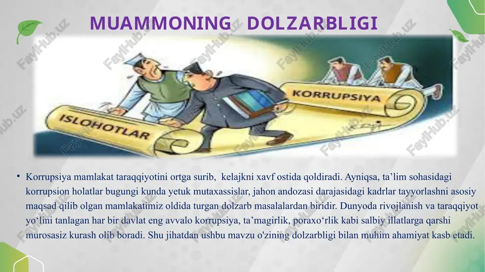 siyasi tomonidan nazorat qilinadi. bu haqda maʼlumot maxfiy xarakterga ega. eʼtirof etish kerakki, shunga o‘xshash tajriba latviya, litva va ukraina kabi sobiq ittifoq mamlakatlarida ham qo‘llanilgan. xususan, latviyada korrupsiyaning oldini olish va unga qarshi kurashish bo‘yicha byuro mavjud. bunda qonun chiqaruvchilar tomonidan korrupsiyaga qarshi kurashishda qonunchilikka qatʼiy rioya qilish hamda byuro faoliyati ustidan parlament nazoratining g‘oyatda samarali mexanizmi nazarda tutilgan. shuningdek, bunda deputatlik so‘rovlarining umumeʼtirof etilgan amaliyoti, yuqorida qayd etilgan huquqni muhofaza qilish idoralari rahbarlarini maxsus parlament qo‘mitalariga taklif qilish, maxsus “ad hoc” komissiyalarini tuzish va boshqalar qo‘llanilib kelinmoqda. qiyosiy tahlil etilganligi o’zbekistonda horijda taklif ta’lim muassasisi direktori va o’rinbosarlarini ratatsiya qilish tizimining huquqiy asosi mavjud emas xitoyda barcha davlat hokimiyati va boshqarish organlarida barqaror ro’yobga oshiriladigan kadrlar rotatsiyasi korrupsiyaga qarshi kurashishda ijobiy uslub hisoblanadi. kadrlar rotatsiyasi amaldorlarning shakillangan xizmat, qarindosh-urugʻ do’st-yor va boshqacha aloqalaridan foydalanishni kamaytirdi. amaldagi qonunlarga ratatsiya tizimi mexanizmlarini kiritish kerak korrupsiyaga oid jinoyatlarning aksar xolatda ochiqlanmasligi …