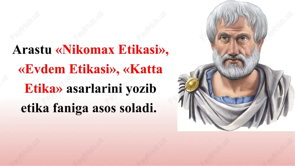 buddxaning to’rtinchi haqiqati ayniqsa ahloqshunoslik nuqtai nazaridan muhim . buddxa talimotida insonda 8 fazilat namoyon bo’lishi kerak. to’g’ri qarashlar to’g’ri jur’at to’g’ri hatti-harakat to’g’ri nutq to’g’ri hayot to’g’ri jahd-jadal fikrni to’g’ri yo’naltirish diqqatni to’g’ri qaratmoq e‘tiboringiz uchun raxmat! image1.jpeg image2.jpeg /docprops/thumbnail.jpeg