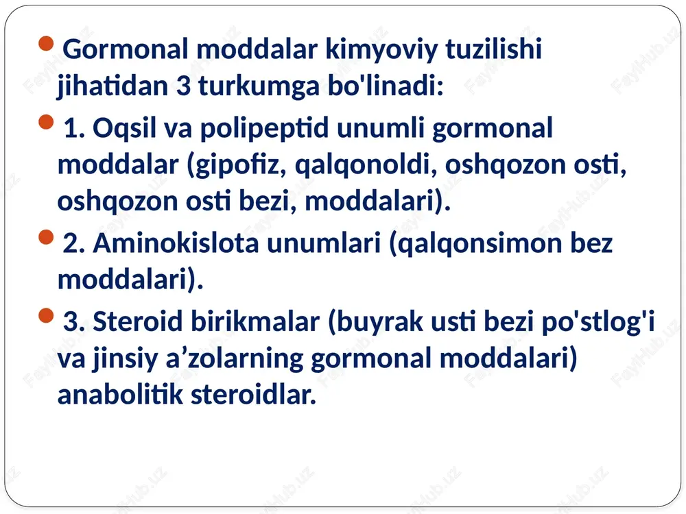 yurak faoliyati o'zgaradi, miksedema holati ro'y beradi. triyodtironin va tireoidin o'rinbosar davo uchun bolalar kretinizmida, kattalar miksedemasida qo’llaniladi. tireoidin asosiy modda almashinuvi susayganda va semizlikda qo’llanadi. moddalar miqdori oshganda bemor qo‘zg‘aluvchan bo'lib qoladi, ko'p terlaydi, ozib ketadi, taxikardiya, tremor paydo bo’ladi. antitireoid moddalar yod, diyodtironin, kaliy perxlorat, merkazolil. bu moddalar qalqonsimon bez faoliyati oshganda giperfunksiyada qo'llanadi. giperfunksiyada tireoid gormonlar ko‘p ishlab chiqiladi, organizm tiroksindan zaharlanadi — tireotoksikoz kasalligi paydo bo’ladi. bu kasallikda asosiy moddalar almashinuvi, qo'zg'aluvchanlik ortadi — nevroz, taxikardiya ro'y beradi, og'ir holatlarda ko'z chaqchayadi, tremor paydo bo'ladi. antitireoid moddalar ta ’sir mexanizmi bo ‘yicha 3 turga bo‘linadi: 1. tireotrop gormon hosil bo'lishini kamaytiradigan moddalar: yod, diyodtirozin. bular me’da-ichakdan qonga yaxshi so'riladi, gipofizning tireotrop gormoni hosil bo'lishini, ajralishini kamaytiradi, qalqonsimon bez kichrayadi. moddalarning biologik faolligi kamroq, shuning uchun boshqa antitireoid moddalar bilan birga qo'llanadi. 2. yodning qalqonsimon bezga o'tishiga to'sqinlik qiladigan modda — kaliy perxlorat. bu modda anionlarining o'lchami …