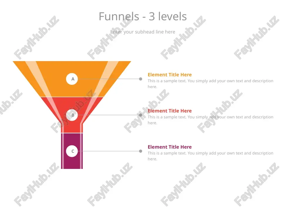 here funnels - 3d – 4 levels content title 01 this is a sample text. you simply add your own text and description here content title 02 this is a sample text. you simply add your own text and description here content title 03 this is a sample text. you simply add your own text and description here content title 04 this is a sample text. you simply add your own text and description here enter your subhead line here funnels - 3d – 5 levels 1st column key element title here this is a sample text. you simply add your own text and description here. 25% 2st column key element title here this is a sample text. you simply add your own text and description here. 45% 3st column key element title here this is a sample text. you simply add your own text and description here. 78% 4st …