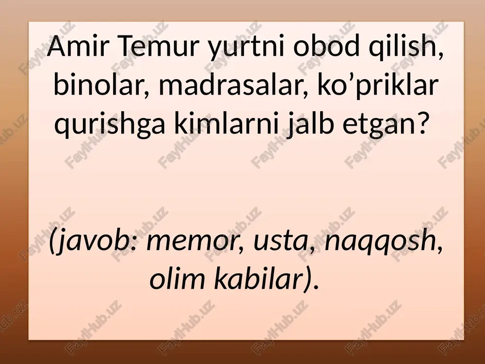 llif odam badiiy obraz badiiy obraz bilan munosabatda bo’lish talab etiladigan mehnat faoliyati bosh sahifaga rassom; soliqchi; dizayner; aktyor chiqish mehnatdarsi.zn.uz muallif rassom surat chizuvchi qaysi fanlarni chuqur o’rganish zarur: adabiyot, rasm darsi, ona tili bosh sahifaga bo’limga chiqish mehnatdarsi.zn.uz muallif soliqchi soliq idorasida ishlovchi, soliq soluvchi qaysi fanlarni chuqur o’rganish zarur: matematika, iqtisod, ona tili bosh sahifaga bo’limga chiqish mehnatdarsi.zn.uz muallif dizayner turli bino-inshoat yoki liboslarning modelini yaratuvchi qaysi fanlarni chuqur o’rganish zarur: adabiyot, rasm darsi, ona tili bosh sahifaga bo’limga chiqish mehnatdarsi.zn.uz muallif aktyor spectakl yoki kinoda rol ijro etuvchi qaysi fanlarni chuqur o’rganish zarur: adabiyot, ona tili, tarix bosh sahifaga bo’limga chiqish mehnatdarsi.zn.uz muallif muallif haqida rahimov uyg’un mustafoqulovich jizzax shahri 16-o’rta umumta’lim maktabida mehnat ta’limi fani o’qituvchisi 2014 yilda “eng na’munali fan o’qituvchisi” ko’rik tanlovida viloyatda birinchi o’rinni egallab respublika bosqichiga chiqqan. ushbu elektron darslik orqali o’quvchilar kasblar klassifikatsiyasi, hamda alohida kasblar, shu kasblarni egallash uchun …