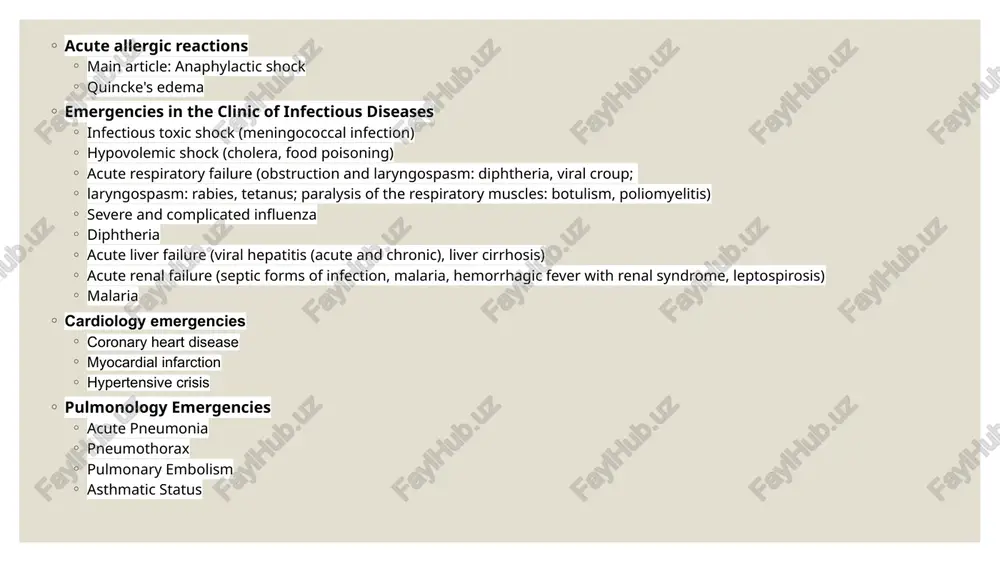 ide him with warm drinks, excluding the addition of alcohol. hypertensive crisis is a syndrome accompanied by an increase in blood pressure to 160/100 mm hg and more. however, this indicator can vary significantly in each individual. "experienced" hypertensive patient who does not take medications to correct blood pressure may not feel its increase up to 200-220 mm hg. but a person who has experienced a sharp jump in pressure for the first time will complain of severe discomfort even with indicators of 140/90-150/100 mm hg. everything depends on the individual characteristics of the patient's cardiovascular system and its compensatory capabilities. common symptoms characteristic of all forms of this condition are: headache; facial flushing; "spots" before the eyes; ringing in the ears; general weakness. principles of emergency care for: hypothermia and hyperthermia, hypertensive crisis, acute coronary syndrome, asthma attack, anaphylactic shock, diabetic coma. the neurovegetative form of uncomplicated crisis is …