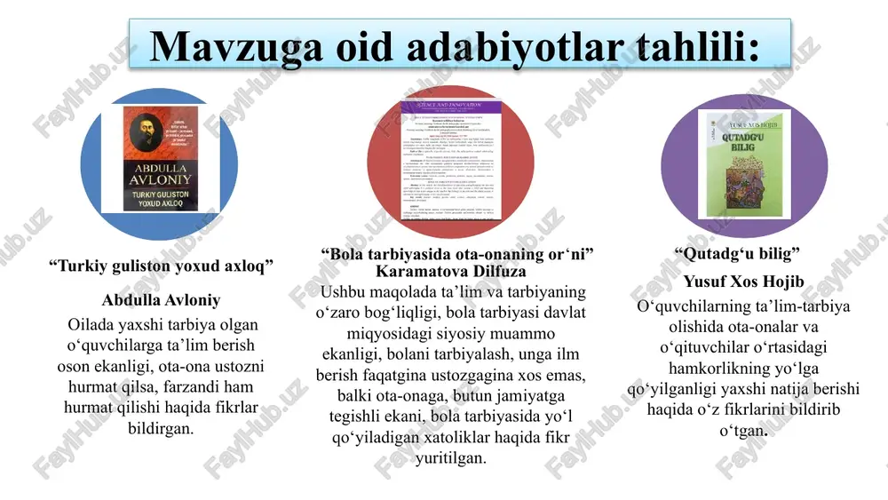 -onalarning fikrini inobatga olish, ularning dars tahlillarga qatnashishi uchun zarur shart- sharoitlar yaratib berishni yanada rivojlantirish kerak. a b c takliflar: xulosa xulosa qilib shuni aytish mumkinki, ota-onalar va jamiyat a’zolari bilan hamkorlik maktab ta’limida sifat va samaradorlikka erishishning kalitidir. bu esa oilalar va mahallalarda ijtimoiy-ma’naviy muhitni yanada sog‘lomlashtirishga, oila, mahalla, ta’lim hamkorligini mustahkamlash va barqarorligini ta’minlash, oilalarning farzand tarbiyasidagi huquqiy, ma’naviy-axloqiy, pedagogik, psixologik va tibbiy bilimlarini oshirishdan iborat. chora-tadbir rejasi: t/r muammo muammoning amalga oshirish mexanizmi mas’ullar muddati kutilayotgan natija 1 ota-onalar tomonidan ta’lim muassasalaridagi ta’lim-tarbiya sifatini o‘rganish va ularni yanada takomillashtirishga doir tadbirlarni amalga oshirishdagi faolligini oshirish. maktabda ota-onalar yig‘ilishini o‘tkazish, yig‘ilish davomida ularga maktab boshqaruvida ota-onalarning o‘rni va vazifalarini tushuntirish. maktab direktori, mmibdo`,maktab psixologi. har chorakda. maktab va ota-ona hamkorligi yo‘lga qo‘yiladi, mas’uliyati oshadi. t/r muammo muammoning amalga oshirish mexanizmi mas’ullar muddati kutilayotgan natija 2 maktabda kuzatuv kengashi a’zolarining dars mashg‘ulotlariga tahlil uchun kunlik kelishlarini yo‘lga qo‘yish. …
