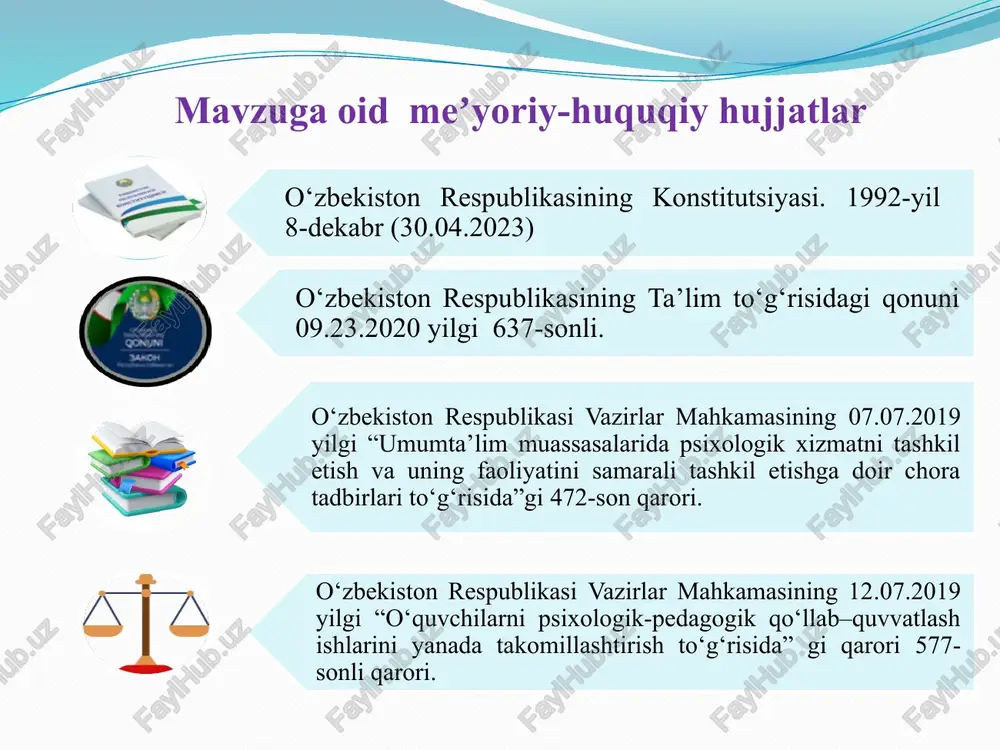 inf rahbari psixolog mmibdo‘ reja asosida o‘quvchilarning stress darajasi kamayadi, ular ta’lim jarayonida o‘zlarini erkin, qulay his qiladi va ijobiy ruhiy holatda bo‘ladi. 4 ota-onalarni ta‘lim jarayonlarda yetarlicha ishtirok etmasligi ota-onalar bilan yaqin hamkorlik o‘rnatish va ularga psixologik maslahatlar va treninglar tashkil qilish. sinf rahbari psixolog mmibdo‘ har chorakda ota-onalar farzandlariga ko‘rsatayotgan hissiy va ruhiy qo‘llab-quvvatlashi ta’lim sifatini samaradorligini oshiradi. chora-tadbir abu nasr farobiy o‘zining "fozil odamlar shahri" nomli asarida rahbar (hokim)ga xos bo‘lgan 12 ta fazilatni sanab o‘tadi. ular adolatli, bilimdon, dono, aqlli, odil, halol va xalq manfaati uchun xizmat qiladigan, butun jamiyatning manfaatini ko‘zlaydigan shaxs bo‘lishi kerakligini aytib o‘tgan. ushbu fazilatlar x asrda takidlanishiga qaramay xali ham o‘z axamiyatini yo‘qotmagan. xozirgi vaqtda maktab raxbarlari ushbu 12 ta fazilatni o‘zida mujassam ettira olsa, maktabdagi psixologik muhitga samarali ta’sir ko‘rsata oladi. o‘quvchilar va o‘qituvchilar o‘rtasidagi munosabatlarni yaxshilashga, stress darajasini pasaytirishga va boshqaruv samaradorligini yaxshilashga olib keladi. bunday muhitda har bir …