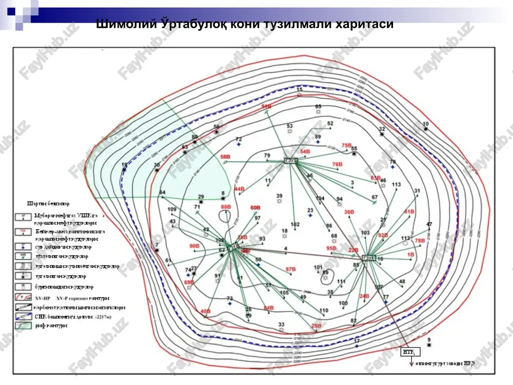 ii ii №№ 13-1 0-8-44-21-4 v.u.quduq lar chizig'i bo' yicha geolo gik qirqim; -3 7- 1i-i №№ quduqlar chizig'i bo'yich a geolog ik qirqimi; 15-13- 5- 3ii-ii- №№ 29--4 5quduqla r chizig'i bo'yi cha geo logik qirqim i. 20 -4-19-12 -16 iii-iii- - ; burg'ilash da 32 22 38 23 2 7 31 47 50 51 53 29 33 52 40 49 36 37 44 4 5 -2248 17 - 2254 13 -2276 15 -2247 10 -2221 5 -2230 8 -2254 2 -2268 18 -2243 20 -2262 21 -2293 4 -2212 7 -2245 19 -2200 12 -2238 16 -2421 14 -2429 6 -2229 1 48 -2210 9 -2380 11 -2342 3 42 25 43 39 4 1 -2267 24 34 30 46 35 0 250 500 750 m 71 71 72 2 8 - 2 4 4 0 - 2 4 2 0 - 2 4 0 0 - 2 …