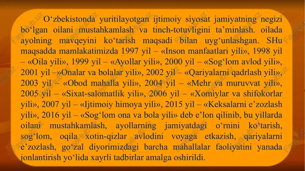 jallangan korruptsiyaga qarshi kurashish bo‘yicha davlat dasturi qabul qilindi. mazkur hujjatlar mamlakatda korruptsiyaga qarshi kurashish jarayonini mutlaqo yangi bosqichga olib chiqishga imkoniyat yaratdi. qaror bilan korruptsiyaga qarshi kurashish bo‘yicha respublika idoralararo komissiyasi va hududiy idoralararo komissiyalar tuzildi. korruptsiyaga qarshi kurashishda o‘zbekiston respublikasi prezidentining virtual qabulxonasi va xalq qabulxonalari muhim ahamiyat kasb etmoqda. davlatimiz rahbari oliy majlisga yo‘llangan murojaatnomada korruptsiyaning oqibatlari bilan kurashishdan ko‘ra barvaqt oldini olishga o‘tish kerakligini ta’kidlab, unga qarshi kurashishga mas’ul bo‘ladigan hamda parlament va prezidentga hisob beradigan alohida organ tuzishni taklif qilgan edi. shuningdek, ushbu mustaqil organni tashkil etish yuzasidan 2020-yil 1-mayga qadar tegishli normativ-huquqiy hujjat loyihasi ishlab chiqilishi haqida “2017 – 2021- yillarda o‘zbekiston respublikasini rivojlantirishning beshta ustuvor yo‘nalishi bo‘yicha harakatlar strategiyasini “ilm, ma’rifat va raqamli iqtisodiyotni rivojlantirish yili”da amalga oshirishga oid davlat dasturi”da ham belgilandi. adabiyotlar ro‘yxati: 1. mirziyoev sh.m. erkin va farovon, demokratik o'zbekiston davlatini birgalikda barpo etamiz. – t.: o'zbekiston, 2016. 2. mirziyoev …