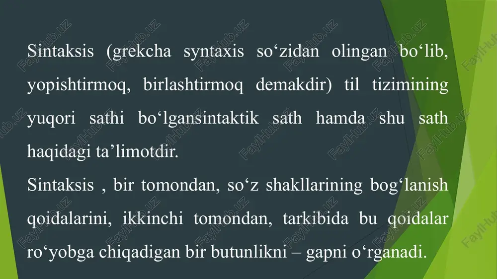 vchi+to‘ldirilmish, hol+hollanmish) nopredikativ tobe bog‘lanish bo‘lib, bunday bog‘lanishdan so‘z birikmasi yuzaga keladi. so‘zlarning nopredikativ tobe bog‘lanishi uch xil bo‘ladi: 1) boshqaruv; 2) bitishuv; 3) moslashuv. boshqaruv. tobe so‘zning hokim so‘z talab etgan shaklda kelishi boshqaruv deyiladi. bunda boshqariluvchi so‘z bosh va qaratqich kelishigidan tashqari boshqa kelishik shaklini yoki ko‘makchini olib keladi. qaysi kelishik yoki ko‘makchi bilan shakllanish boshqaruvchi so‘zning ma’nosi, semantikasi bilan belgilanadi. masalan: kitobni o'qimoq, qarivalarga g'amxo'rlik qilmoq, universitetda o'qimoq, ishdan qavtmoq, o'quvchilar bilan suhbatlashmoq va boshqalar. boshqaruv ikki xil bo‘ladi: kelishikli boshqaruv va ko‘makchili boshqaruv. kelishikli boshqaruvda boshqariluvchi so‘z ma’lum kelishik shaklida qo‘llanadi: kattalarni hurmat qilmoq, toqqa chiqmoq kabi. ko‘makchili boshqaruvda boshqariluvchi so‘z ko‘makchi orqali shakllanadi: ukas bilan kelmoq, telefon orqali gaplashmoq kabi. boshqaruv usuli bilan bog‘lanish to‘ldiruvchi-to‘ldirilmish, hol-hollanmish munosabatlarini yuzaga keltiradi. bitishuv. hokim va tobe so‘zlarning o‘zaro so‘z tartibi hamda ohang yordamida birikishiga bitishuv deyiladi. bitishuv yo‘li bilan bog‘lanish sifatlovchi- sifatlanmish (yangi libos), izohlovchi-izohlanmish (shoir erkin vohidov), …