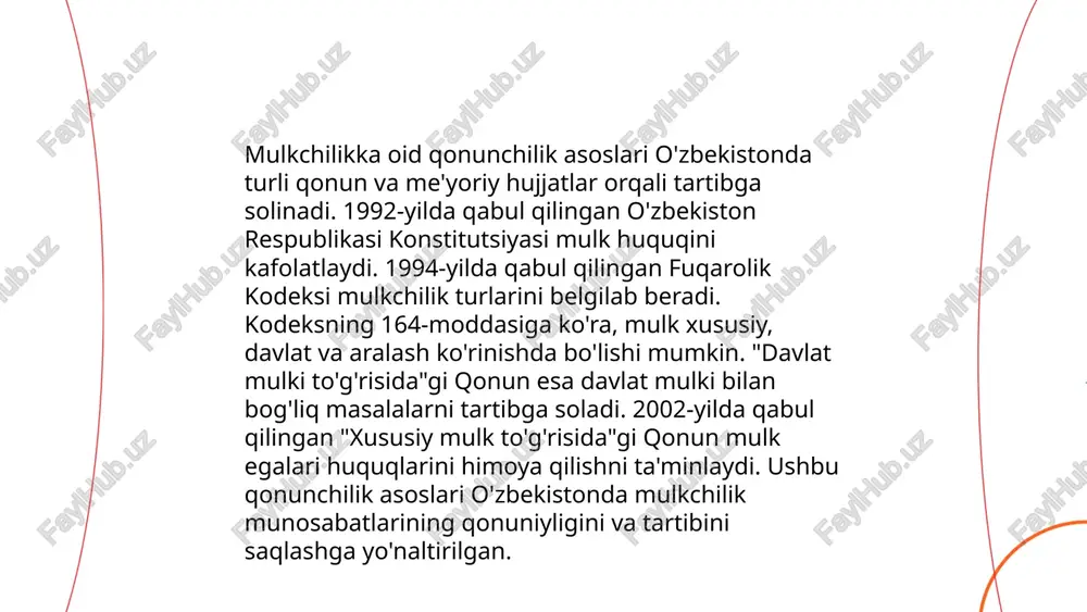 i kooperativlarga jalb qiladi. ... t.me/slaydai_bot 9. kelishilgan boshqaruvda mulkchilik o'zgarishlari deganda ko'pincha kompaniyalar, davlat institutlari yoki boshqa yuridik shaxslar mulkchilik shaklini almashtirish jarayoni tushuniladi. ushbu jarayon aksariyat hollarda xususiylashtirish, milliylashtirish yoki aksiyalar almashinuvi orqali amalga oshiriladi. o'zbekistonda 2020-yilda xususiylashtirish jarayoni kuchayib, davlat mulkini 3900 dan ortiq ob'ektlar xususiy sektorga o'tkazilishi rejalashtirilgan edi. kelishilgan boshqaruv, odatda, korporativ raqobatni oshirish, investitsiyalarni jalb qilish va iqtisodiy samaradorlikni yaxshilash maqsadida amalga oshiriladi. eng ko'p qo'llaniladigan vositalardan biri - strategik investorlarni jalb qilish bo'lib, bu ko'pincha xalqaro tajribaga asoslanadi. ... t.me/slaydai_bot 10. inovatsion choralar orqali mulkchilik transformatsiyasi 10. inovatsion choralar orqali mulkchilik transformatsiyasi mavzusida, o'zbekistonda so'nggi yillarda mulkchilik shakllarini o'zgartirish maqsadida bir qator innovatsion chora-tadbirlar amalga oshirilmoqda. masalan, 2020 yilda davlat korxonalarini xususiylashtirish darajasi 15 foizga oshdi. davlat xususiy sheriklik (dxsh) loyihalari soni 2023 yilga kelib 25 ga yetdi. raqamlashtirish jarayonlari orqali mulkchilik huquqlarining shaffofligi va himoyasini ta'minlash bo'yicha ham muhim ishlar olib borilmoqda. …