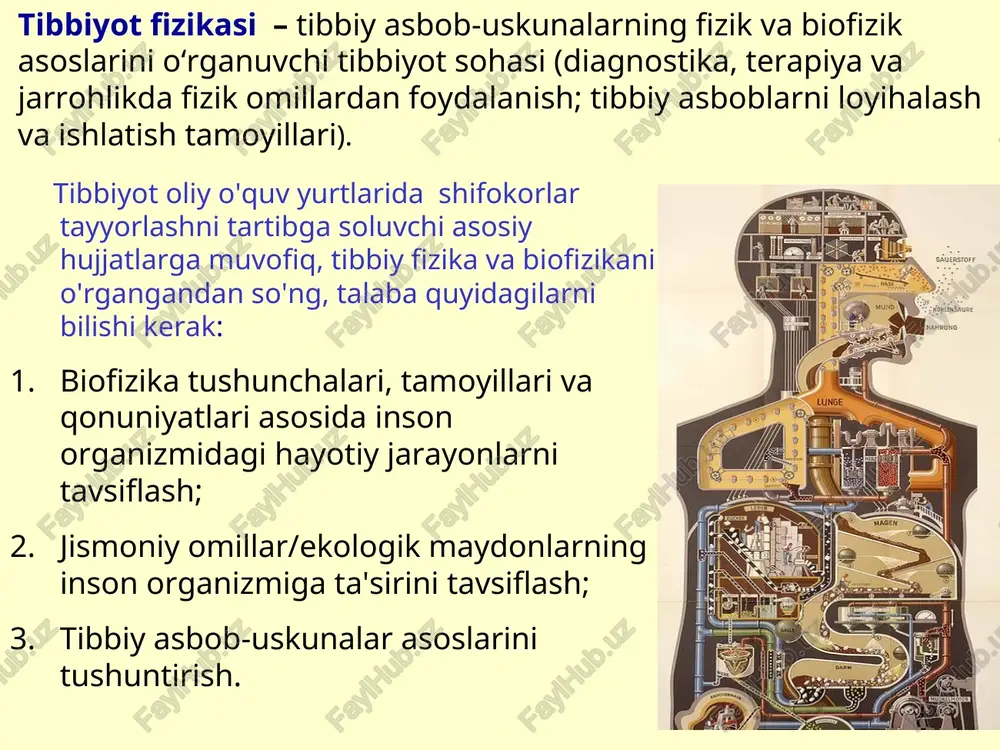 magan (murakkab) ton chastota bo’yicha * ν і shovqin spektri ν і oddiy ton spektri chiziqli ν і murakkab ton spektri chiziqli tovushning akustik spektri tovushni tashkil etuvchi ohanglarning chastotasini va ularning mos keladigan intensivligini aks ettiruvchi diagramma. uzluksis asosiy obertonlar chastota ,hz intensivlik,w/m2 infratovush uultratovush 20 1000 2000 20000 eshinish chegarasi og’riq chegarasi 10-12 10-10 10-8 10-6 10-4 10-2 10 nutq zonasi eshitish maydoni - odam eshitishi mumkin bo'lgan tovushlarning chastotalari va intensivligi diapazoni. eshitish chegarasi – eshitish sezgilarini keltirib chiqaradigan tovushning minimal intensivligi (turli chastotalar uchun farq qiladi). ovoz uchun 1000 hz 10-12 w/ m2 ga teng og’riq chegarasi – og'riqni keltirib chiqaradigan minimal tovush intensivligi. ovoz uchun 1000 hz 10 w / m2 ga teng * fizikaviylari (to’lqinning ob’yektiv parametri) fiziologik (sub'ektiv,sezgi parametrlari) chastota intensiv spektr balandlik ovoz balandligi tembr tovushning ob’ektiv va sub’ektiv xarakteristikalari і chastotaa * tovush intensivligi ko'pincha logarifmik birliklarda ifodalanadi, o'rganilgan qiymat intensivlik …