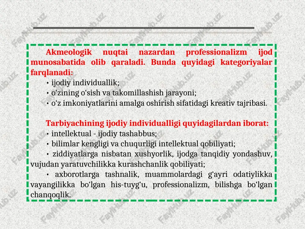 asiga rahbarlik qilishda o’z faoliyatini rejalashtirishni bilishi; - o’quv maqsadlarini rejalashtira olishi; - o’zining ta’lim-tarbiya ishlariga tayyorlanish tizimini rejalashtira olishi. 5) tashqilotchilik malakalari: - bolalar jamoasini uyushtira bilishi; - turli sharoitlarda bolalar jamoasini boshqara olishi; - bolalarni biror narsaga qiziqtirib, ularni faollashtira olishi; - amaliy masalalarni xal etishda o’zining bilim va tajribalarini ustalik bilan tez qo’llay olishi. 6) kommunikativ malakalari: - bolalarni o’ziga jalb etishni bilishi; - bolalar va ota-onalar bilan maqsadga muvofiq pedagogik munosabatlarni tiklashni bilishi; - bolalarning jamoalararo va jamoa ichida o’zaro munosabatlarni tartibga solishni bilishi; - bolalar va ota-onalar bilan tashqaridan aloqa boglashni bilishi. 7) gnostik malakalari: - bolalarning asab-psixik taraqqiyoti darajasini aniqlay bilishi; - o’zining tajribasi va pedagogik faoliyati natijalarini tanqidiy tahlil kila olishi; - boshqa tarbiyachilarning tajribalarini o’rganib, undan (nazariy va amaliy tomondan) to’g’ri xulosa chiqara olishi; - psixologik va pedagogik adabiyotlardan foydalanishni bilishi; - tarbiyalanuvchilarni to’g’ri tushunib, ularning xulq-atvor sabablarini tushuntirishni bilishi. 8) ijodiy …