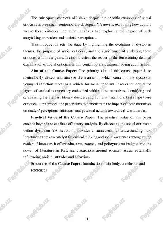 oteref:1]. [1: apocalyptic literature. bloomsbury publishing ltd. 1993.] exploration in adult fiction: classic works: george orwell's "1984": published in 1949, "1984" depicted a totalitarian society ruled by omnipresent government surveillance, thought control, and propaganda. it scrutinized the dangers of authoritarianism, mass manipulation, and the erosion of individual freedoms. aldous huxley's "brave new world": written in 1931, this novel envisioned a dystopian society where technological progress and social stability came at the cost of individuality and genuine human emotions. it explored themes of consumerism, genetic engineering, and societal conditioning. shift to young adult fiction: appeal to younger audiences: expanding audience reach: as the late 20th and early 21st centuries unfolded, authors began exploring dystopian themes within the context of young adult literature, catering to a younger demographic. retaining societal critique: despite the shift in target readership, these ya novels retained the essence of complex societal critiques, adapting them to resonate with …