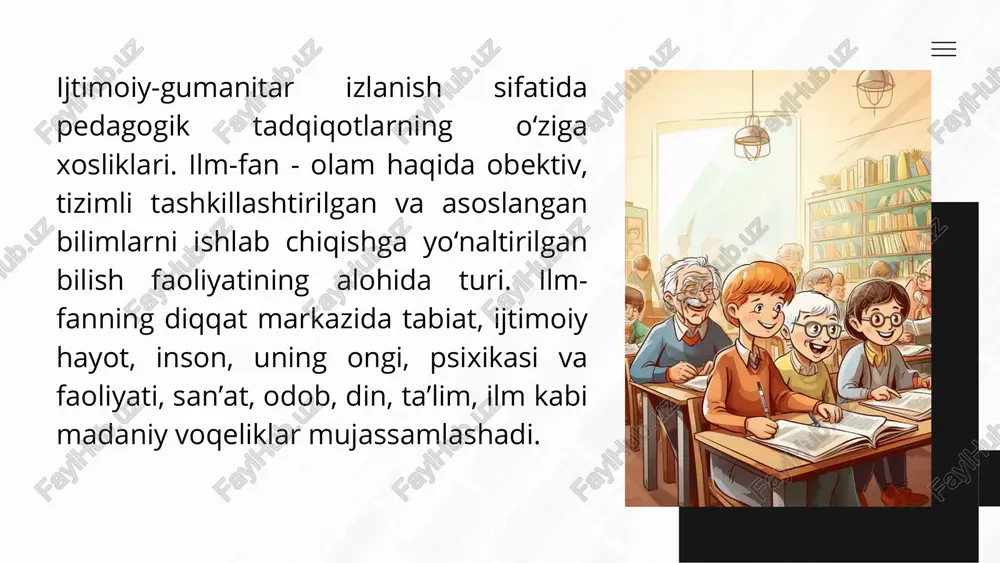 -atvor va dunyoqarashga ega bo‘lgan jamiyat a’zosi. tarbiya – muayyan, aniq maqsad hamda ijtimoiy-tarixiy tajriba asosida yosh avlodni har tomonlama o‘stirish, uning ongi, xulq-atvori va dunyoqarashini tarkib toptirish jarayoni. ta’lim – o‘quvchilarni nazariy bilim, amaliy ko‘nikma va malakalar bilan qurollantirish, ularning bilish qobiliyatlarini o‘stirish va dunyoqarashlarini shakllantirishga yo‘naltirilgan jarayon. bilim – shaxsning ongida tushunchalar, sxemalar, ma’lum obrazlar ko‘rinishida aks etuvchi borliq haqidagi tizimlashtirilgan ilmiy ma’lumotlar majmui. ko‘nikma – shaxsning muayyan faoliyatni tashkil eta olish qobiliyati. malaka – muayyan harakat yoki faoliyatni bajarishning avtomatlashtirilgan shakli. ma’lumot – ta’lim-tarbiya natijasida o‘zlashtirilgan va tizimlashtirilgan bilim, hosil qilingan ko‘nikma va malakalar hamda tarkib topgan dunyoqarash majmui. rivojlanish – shaxsning fiziologik va intellektual o‘sishida namoyon bo‘ladigan miqdor va sifat o‘zgarishlar mohiyatini ifoda etuvchi murakkab jarayon. pedagogik tadqiqotlarda ilmiy dalillar va ularning roli ilmiy dalilning mantiqiy-gnoseologik mohiyati. dalil deb haqiqatni tasdiqlovchi, inkor etib bo‘lmaydigan narsa va hodisalar haqidagi bilimlar majmuasiga aytiladi. dalilning asosan ikkita xususiyati bor: …