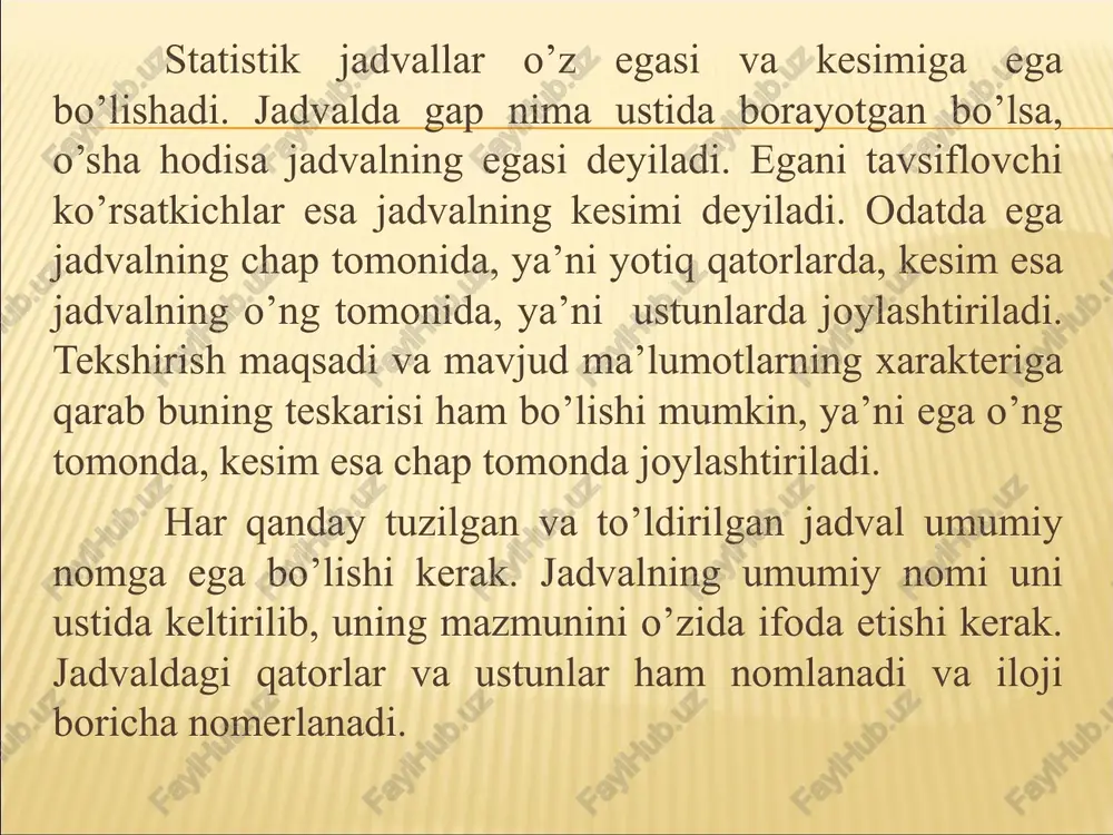 grafik tasvir - bu statistik ma’lumotlar ifodalanadigan nuqta, chizik va figuralar to’plamidan iborat geometrik belgilardir. grafik maydon – grafikni hosil qiluvchi geometrik belgilar joylashtiriladigan maydondir. grafik maydon o’z vazifasiga qarab aniq o’lchamlarga (formatga), ya’ni kattalik va tomonlar nisbatiga ega bo’ladi. maydon o’lchovlari – grafik tasvir joylashtiriladigan maydonning koordinatalar tizimi, ya’ni grafik maydonning o’lchovini ifodalovchi to’r. amaliyotda keng qo’llaniladigan koordinatalar tizimi bu to’g’ri chiziqli koordinata tizimidir (1-rasm). uning asosan birinchi choragidan, ba’zan barcha choraklaridan statistika grafiklarini tasvirlashda foydalaniladi. grafiklarni tasvirlashda qutbli koordinata tizimidan ham foydalaniladi (2-rasm). ular vaqt bo’yicha tsiklik (davriy) o’zgarishlarni tasvirlashda muhimdir. 1-rasm. to’ri chiziqli koordinata tizimi 2-rasm. qutbli koordinata tizimi masshtab (miqyos) deb sonlar bilan ifodalangan ko’rsatkichlarni tekislikdagi tasviriy nisbatlarga aylantiruvchi shartli me’yorga aytiladi. u o’rganilayotgan hodisaning qanday miqdori tekislikdagi chiziqning bitta birligiga teng deb shartli ravishda qabul qilinganligini bildiradi. masalan, o’zbekistonda paxta yetishtirish diagrammasini tuzayotganda 1 mln.t. paxtani 1 santimetrga teng deb qabul qilsak, bu me’yor ushbu …