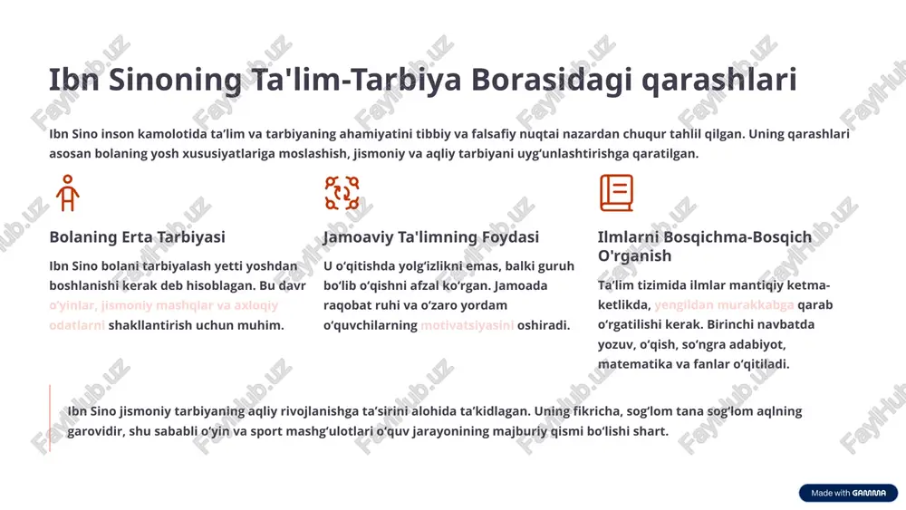 im (ilmu) esa bu hikmatga erishishning yagona yo‘li. u bilimsiz insonni qorong‘ulikda yashovchi shaxsga qiyoslaydi. axloq va odob odob va axloq – saodatning ikkinchi asosidir. mutafakkir insonning jamiyatda munosib o‘rin egallashi uchun to‘g‘riso‘zlik, kamtarlik, qanoat kabi fazilatlarni rivojlantirish zarurligini ta’kidlaydi. mehnatsevarlik va kasb-hunar asarda mehnatsevarlikka, hunar o‘rganishga chaqiriqlar ko‘p uchraydi. kasb-hunar o‘rganish nafaqat shaxsiy baxt, balki davlatning mustahkamligi uchun ham muhim omil hisoblanadi. tarbiyachi mas'uliyati yusuf xos hojib ota-onalar va muallimlarning tarbiya jarayonidagi hal qiluvchi rolini ta’kidlaydi. ular yosh avlodga nafaqat bilim, balki to‘g‘ri hayot yo‘lini ham ko‘rsatishlari kerak. 6 mahmud qoshg‘ariy: turkiy tilning qomuschi atosi mahmud ibn husayn ibn muhammad al-qoshg‘ariy (taxminan 1029–1101) xi asrning buyuk tilshunosi va etnografi bo‘lib, turkiy xalqlar tarixi, madaniyati va tilini o‘rganishda beqiyos hissa qo‘shgan. uning “devonu lug‘otit turk” (turkiy tillar lug‘ati) asari turkiy dunyoning qomusiy manbasi hisoblanadi. 1029-yil atrofida tug‘ilishi kashg‘ar (yoki balasog‘un yaqinida) tug‘ilgan. qoraxoniylar sulolasiga mansub bo‘lgan. turkiy qabilalar orasida sayohat …