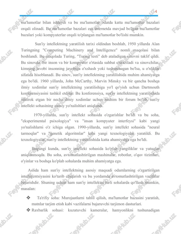 motlardan o'rganib, ko'rgazmalarni tuzish va muammolarni yechishga qodir bo'lgan dasturlar yaratishda foydalaniladi. bu turdagi dasturlar foydalanuvchilarning talablariga va mavjud axborot resurslarga bog'liq holda ishlab chiqilishi mumkin. mobil ilovalar- mobil telefonlar uchun yaratilgan dasturlar va ilovalardir. bu ilovalar, foydalanuvchilarga bir necha imkoniyatlar va xizmatlar taklif qilish uchun mobil telefonning imkoniyatlaridan foydalanadi. ular turli sohalarda ishlatilishi mumkin. bu ilovalarning bir qismi o'yinlar, ijtimoiy tarmoqlar (sotsial media), elektron pochtalar, musiqa va videolar to'plamlari, xabar va ma'lumot portallari kabi ko'plab imkoniyatlarni taklif etadi. mobil ilovalar hayotni ko'ngli bilan o'tkazishda muhim ahamiyatga ega bo'lgan, chunki ular odamlarning kundalik hayoti va faoliyatiga yo'naltirilgan. foydalanuvchilar uchun qulayliklar yaratadigan mobil ilovalar tez-tez yangilanib, rivojlantirilib boriladi.bu ilovalar foydalanuvchilarni turli sohalardagi ma'lumotlardan habardor qilishi, tug'ilgan sanalari eslatib olishi, xaritada joylashuvi bilan xizmat ko'rsatishi kabi amallarni bajarishga imkon beradi. bunda, mobil ilovalar tarif rejalari bilan amalga oshiriladi va shuningdek foydalanuvchining qurilmadagi tizim versiyasi bilan mos keladigan dasturlarni ta'minlaydi.mobil ilovalar ios (apple) …