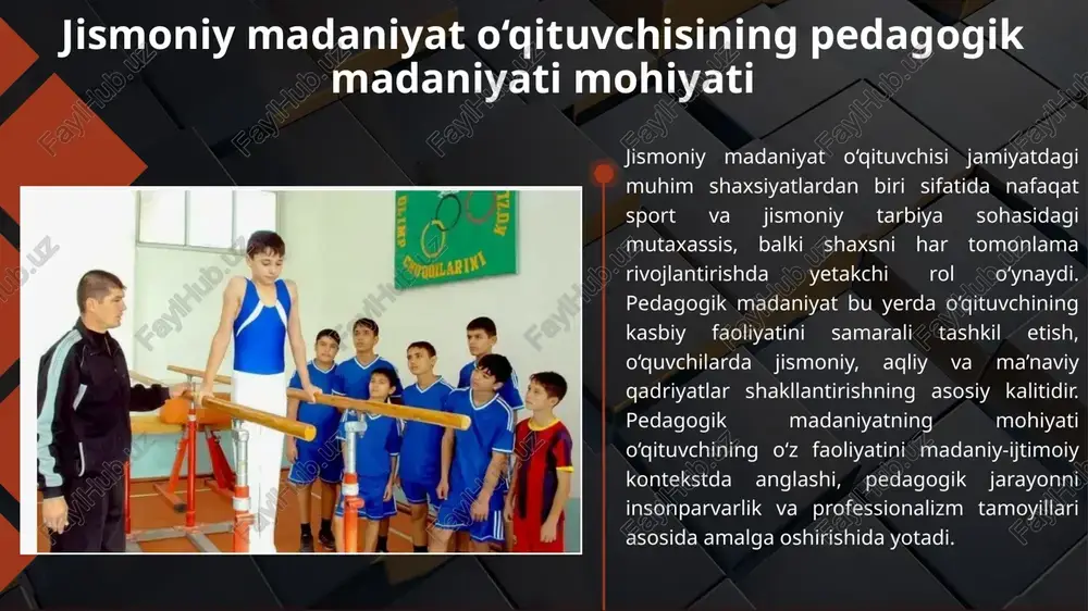 biya nazariyasi va metodikasi. – toshkent, 2022. mavlonov r. pedagogika asoslari. – toshkent: o‘qituvchi, 2020. xo‘jayev m. jismoniy madaniyat asoslari. – toshkent, 2019. karimov a. pedagogik etikani rivojlantirish asoslari. – toshkent, 2018. qodirova n. o‘qituvchining nutq madaniyati va muloqot mahorati. – toshkent, 2021. image1.png image8.png image4.jpeg image7.jpg image9.png image6.jpeg image10.png image2.jpeg image11.png image12.png image13.png image14.png image15.png image16.png /docprops/thumbnail.jpeg