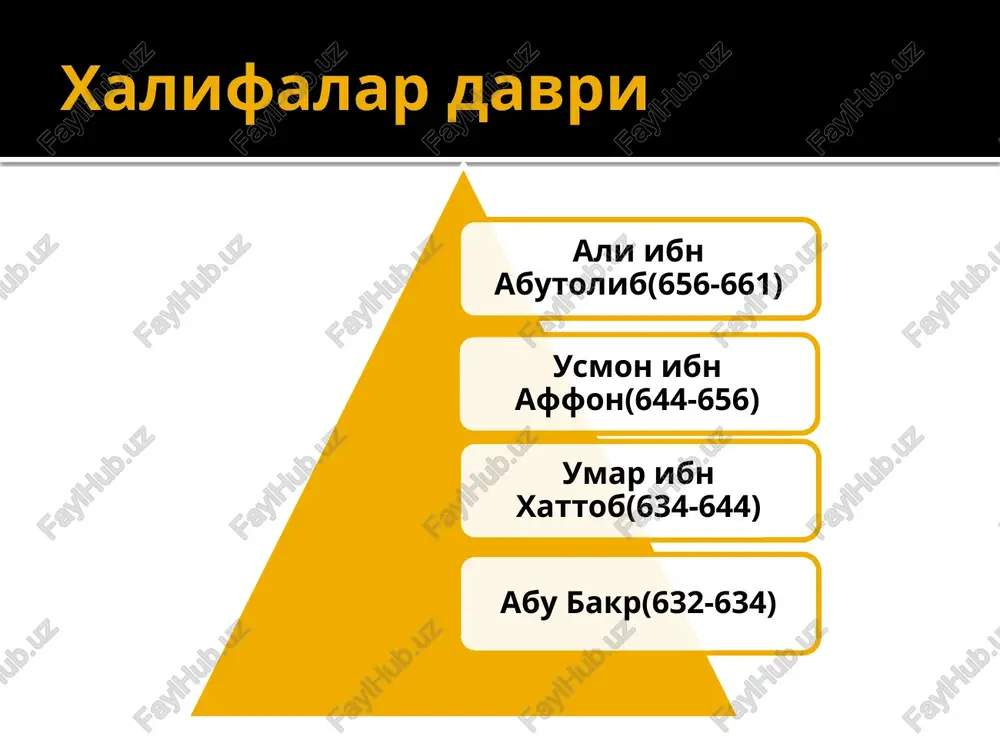 abariylar insonning barcha qiladigan ishlari alloh tomonidan avvaldan belgilab qo'yiladi degan aqidani mutlaqlashtirdilar bu insoniyatni taraqqiyotga intilishdan to'xtatib qo'yadigan aqida bo'lgani sababli ulamolar bu fikrni qo'llab–quvvatlamadilar. “mushabbiha” (o'xshatuvchilar) yoxud “ahlu–t–tashbih” (o'xshatish ahli) ular allohning qur'oni karimda kelgan sifatlarini to'g'ridan–to'g'ri o'z aqllari bilan talqin qila boshladilar «allohning «qo'li» ularning qo'llari uzradir» (fath surasi, 10) «uning kursiysi osmonlar va erni (ham) o'z ichiga sig'dira olur» (baqara surasi, 255) kabi oyatlardagi «qo'li», «kursiysi» so'zlaridan allohning ham inson kabi badan va a'zolari bor ekan, u ham inson kabi o'tirish uchun kursiyga muhtoj ekan, deya xulosa chiqardilar. aqidaviy ta'limotlar mu'tazila moturidiya ash'ariya mazhab(yo'nalish, oqim, yo'l, ta'limot) ijtimoiy-siyosiy ziddiyatlar va xokimiyat uchun kurash natijasida vujudga kelgan shariatga xos xuquq yo'nalishlarini ifodalovchi fiqxiy mazxablar sunniy xanafiy molikiy shia zaydiy ja'fariy xanbaliy shof'iy ahli sunna val-jamoaning ko'rinishi: xanafiylar 47 % molikiylar 17% shofiylar 27% xanbaliylar 1,5% mazhablar tarqalgan hududlar xanafiya kichik osiyo, bolqon, o'rta osiyo, kavkaz, afg'oniston, hind. …