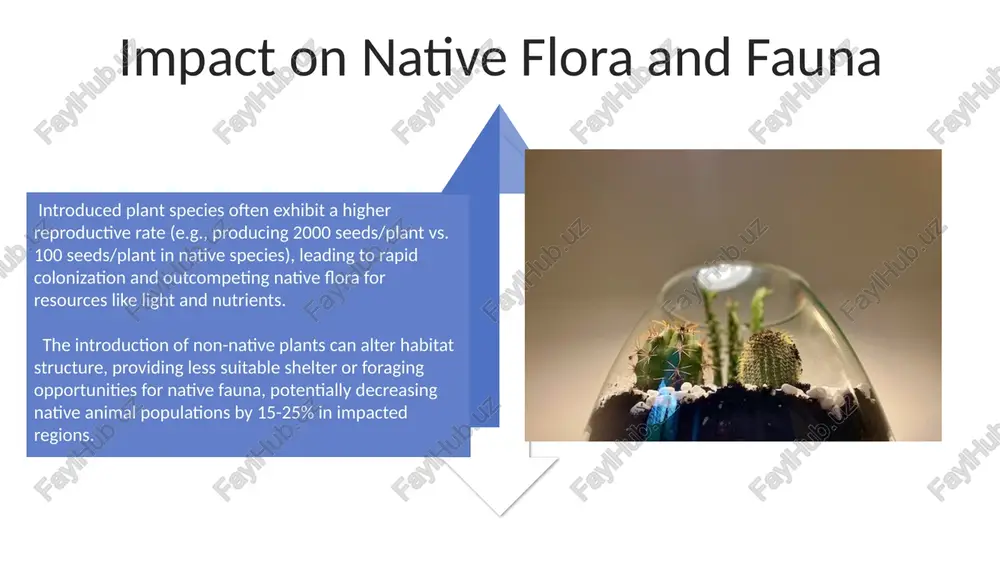 -term evolutionary potential and adaptability of introduced plant populations. a high level of heterozygosity (e.g., >0.7) in some introduced species (e.g., certain grasses) can enhance their phenotypic plasticity and resilience, increasing their adaptation potential. introduction: the scope of invasive species the economic impact of invasive plants includes increased control costs, reduced agricultural yields (up to 20% in some regions), and diminished property values, highlighting the significant societal burden of these species. invasive plant species often exhibit a high reproductive rate (r-selected species), coupled with efficient dispersal mechanisms like wind or animal vectors, allowing rapid colonization and outcompeting native flora. management strategies and control measures mechanical removal, such as cutting, mowing, or uprooting, is most effective for smaller infestations ( 80% reduction in biomass within the first year, however it’s labor-intensive. targeted herbicide application, using low-volume spraying techniques and precise delivery systems, reduces non-target effects by at least 30%, improving the …