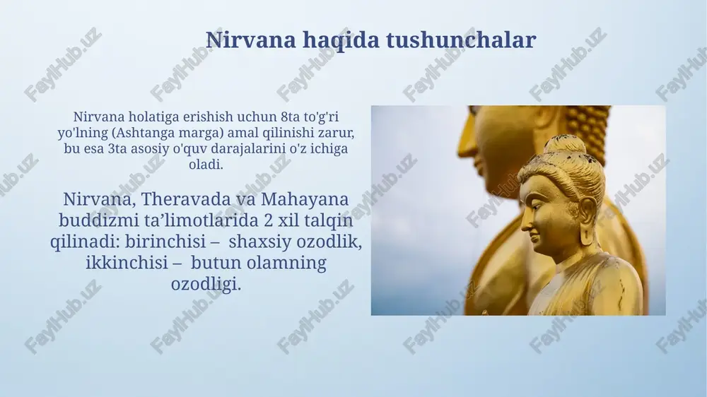 buddizm taʼlimotida toʻrt oliy haqiqat,nirvana haqidagi qarashlar - Page 4