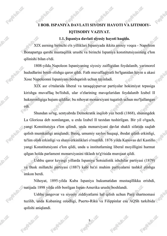 mas edi. milliy bozor tarqoq va kichik edi. ispaniyalik tarixchi xosep fontananing so'zlari bilan aytganda, ispaniya bozori izolyatsiya qilingan va qishloq xujayralari guruhi bo'lib, ular o'rtasida befarq trafik mavjud edi. ushbu holat transport vositalarining etishmasligi tufayli yuzaga keldi, chunki ular mahalliy bozorlarni bog'lash uchun etarli emas edi. bundan tashqari, talab darajasi ispaniya aholisining zichligi qo'shni mintaqalarga nisbatan pastligi sababli juda past edi; daromadning past darajasi ham mavjud edi. sanoatning qoloqligini keltirib chiqaradigan yana bir omil an'anaviy qishloq xo'jaligining mavjudligi bilan bog'liq bo'lib, u o'z-o'zini kuchli iste'mol qilishni ta'minladi, bu faqat mahalliy hunarmandlar sanoatining ma'lum mahsulot almashinuviga imkon berdi. ispaniya shtati amerika pul o'tkazmalarining kulminatsiyasi tufayli doimiy byudjet tanqisligida edi. natijada, iqtisodiy siyosat davlat qarzlarini berishga majbur qildi va soliq tizimi yomonlashdi. bu elementlarning barchasi xususiy iqtisodiyotni bo'g'ib, yangi xususiy loyihalarning paydo bo'lishiga to'sqinlik qildi. izabel ii 1833-yilda taxtga kelishi bilan ichki kapital etishmasligi chet el investitsiyalari bilan ta'minlana boshlaganligi sababli …