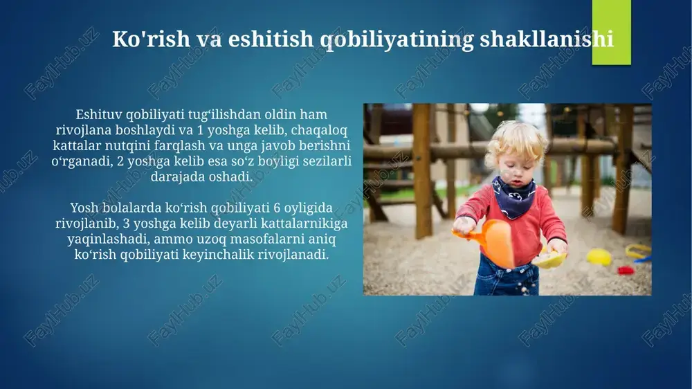 sh, yugurish va to'pni otish kabi harakatlarni muvofiqlashtirishlari va shu bilan birga muvozanatni saqlash qobiliyatlari yaxshilanadi. yetarli uyqu va dam olish kunning muntazam uyqu rejimi, bolaning energiya darajasini oshiradi, immunitet tizimini mustahkamlaydi va jismoniy faoliyatga chidamliligini yaxshilaydi. uyqusizlik, bolaning o'sish gormonining yetarli darajada ishlab chiqarilishiga to'sqinlik qiladi, bu esa bo'y o'sishining sekinlashishiga va suyak zichligining pasayishiga olib kelishi mumkin. suyaklarning mustahkamlanishi va o'sishi 3 yoshga kelib, bolalarning suyaklari kattalardagiga nisbatan ancha yumshoqroq bo'ladi, ammo sinish xavfi yuqoriroq. osteoblastlar faol ravishda ishlashi natijasida suyak massasi ortadi. suyaklarning mustahkamlanishi va o'sishi uchun d vitamini va kaltsiy kabi muhim ozuqaviy moddalar zarur bo'lib, yetarli miqdorda qabul qilinmasa raxit kasalligi xavfi ortadi. jismoniy o'sishning asosiy bosqichlari 3-5 yosh oralig'ida motor rivojlanishining tezlashuvi kuzatiladi: bolalar yugurish, sakrash va murakkab harakatlarni muvofiqlashtirishni o'rganadilar, bu esa krupnomotorika va mayda motorika ko'nikmalarining rivojlanishini aks ettiradi. maktabgacha yoshdagi bolalarda (6-7 yosh) jismoniy o'sish sur'ati biroz sekinlashadi, lekin suyak massasi …