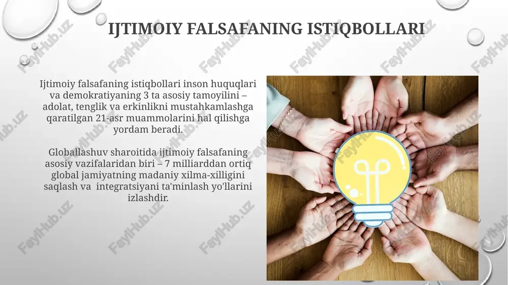 arni hal qilish yo'llari kamida 20% aholini qamrab oluvchi ijtimoiy dasturlar, budjet mablag'larining 10%ini ijtimoiy sohaga yo'naltirish orqali, muammoni hal qilishda sezilarli yutuqlarga erishish mumkin. ijtimoiy adolatsizlikni bartaraf etish bo'yicha 5 ta asosiy yo'nalish – ta'lim, sog'liqni saqlash, ish bilan ta'minlash, ijtimoiy himoya va huquqiy madaniyat – jamiyat taraqqiyotiga ijobiy ta'sir ko'rsatadi. e'tiboringiz uchun rahmat @taqdimot_robot image3.png image4.jpg image5.jpg image6.jpg image7.jpg image8.jpg image9.jpg image10.jpg image11.jpg image12.jpg image13.jpg image14.jpg image15.jpg image16.jpg image17.jpg image18.jpg image1.png