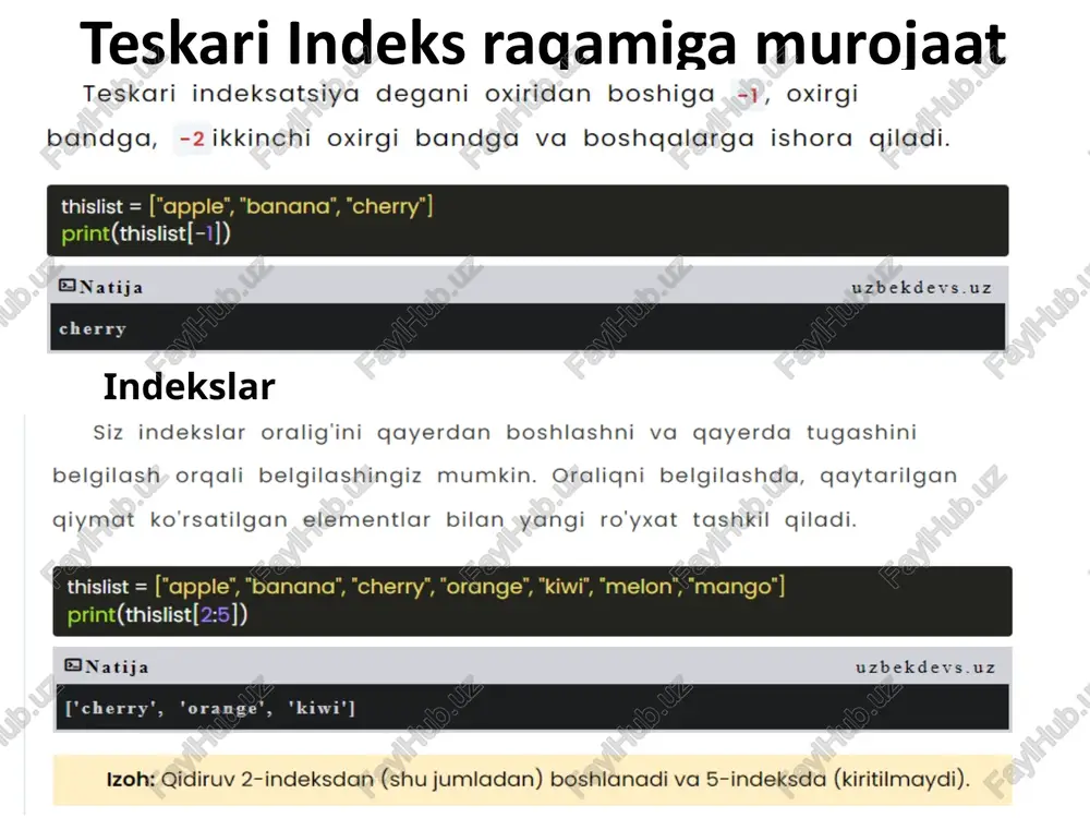 list(ro'yxat) va tuple(kortejlar) - Page 4