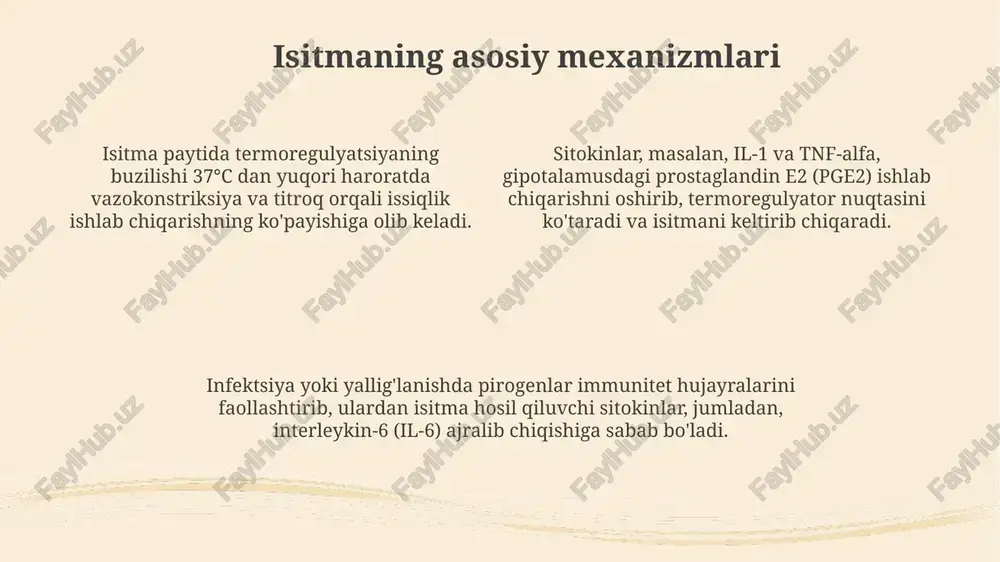 etadi, chunki bu jiddiy bakterial infektsiyani ko'rsatishi mumkin. go'daklarda termoregulyatsiya tizimi to'liq rivojlanmaganligi sababli, 38°c dan yuqori isitma tezda paydo bo'lishi mumkin, bu esa asoratlar xavfini oshiradi. maktabgacha yoshdagi bolalarda isitma maktabgacha yoshdagi bolalarda febril tirishish xavfi yuqori, ayniqsa tana harorati 39°c dan oshganda, shuning uchun haroratni tez tushirish muhimdir. maktabgacha yoshdagi bolalarda isitma ko'pincha yuqori harorat bilan kechadi, 38.5°c dan yuqori, chunki ularning termoregulyatsiya tizimi to'liq rivojlanmagan. bolalarda isitma sabablari virusli infektsiyalardan tortib (gripp, shamollash) bakterial infektsiyalargacha (quloq infektsiyalari, pnevmoniya) bo'lishi mumkin, tez tashxis talab etiladi. maktab yoshidagi bolalarda isitma maktab yoshidagi bolalarda isitma, 38,5°c dan yuqori harorat, ko'pincha yuqori nafas yo'llari infektsiyalari (yuqni) bilan bog'liq bo'lib, virusli etiologiya ustunlik qiladi. maktab yoshidagi bolalarda isitma bilan bog'liq tutqanoqlar 6 oylikdan 5 yoshgacha bo'lgan bolalarga xos bo'lib, 5-7 yoshdan keyin kamroq uchraydi, ammo rivojlanish xavfi saqlanib qoladi. maktab yoshidagi bolalarda isitma davolashda antipiretiklar (paracetamol 10-15 mg/kg yoki ibuprofen 5-10 mg/kg) …