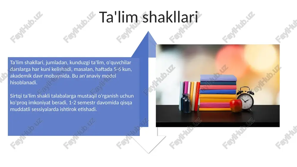 y vakillar o'z farzandlariga ta'lim berish uchun mas'uldirlar, ular o'qituvchi yollashlari yoki o'zlari dars o'tishlari mumkin, bunda ularning malakasi muhim ahamiyatga ega. inkluziv ta'lim inkluziv ta'lim – bu barcha bolalarning, jumladan, nogironligi bo'lgan bolalarning umumta'lim maktablarida tengdoshlari bilan birga o'qish huquqini ta'minlaydigan ta'lim shakli. inkluziv ta'limda o'qituvchilar va maktab ma'muriyati har bir o'quvchining individual ehtiyojlarini hisobga olgan holda moslashuvchan o'quv dasturlari va qo'llab-quvvatlash tizimlarini yaratadi. e'tiboringiz uchun rahmat image3.png image5.jpg image6.jpg image7.jpg image8.jpg image9.jpg image10.jpg image11.jpg image12.jpg image13.jpg image14.jpg image15.jpg image16.jpg image17.jpg image18.jpg image4.png image19.jpg image20.jpg image21.jpg image1.jpeg image2.jpeg