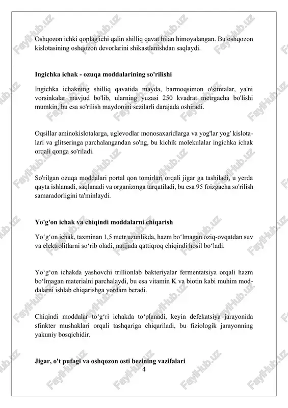 i, har bir o'pka millionlab alveolalardan iborat bo'lib, ularning umumiy yuzasi taxminan 70-80 kvadrat metrni tashkil etadi, bu gaz almashinuvini optimallashtiradi. alveolalar yupqa devorli qon tomirlari bilan o'ralgan bo'lib, kislorodning qonga va karbonat angidridning alveolalarga tez diffuziyasini ta'minlaydi; bu jarayon 0.5-1 mikron masofada amalga oshadi. alveolalar surfaktant moddasi bilan qoplangan, bu sirt tarangligini kamaytiradi va alveolalarning qulashiga yo'l qo'ymaydi, bu esa 100 ml atrofidagi havo qoldig'ini saqlab qoladi. gaz almashinuvi jarayoni gaz almashinuvi jarayonida alveolalarda kislorodning qisman bosimi 104 mm simob ustuniga teng bo'lsa, karbonat angidridniki atigi 40 mm simob ustunidir. qonda gaz almashinuvi gemoglobin molekulasi bilan bog'langan kislorodning miqdori 97% ni tashkil etadi, qolgan 3% esa plazmada eriydi. gaz almashinuvi nafas olish va chiqarish jarayonlarida alveolalar va qon o'rtasida sodir bo'lib, diffuziya qonuniga binoan yuqori bosimdan past bosimga o'tadi. diafragma va nafas olish mexanikasi diafragma nafas olishda asosiy rolni o'ynaydi, qisqarganda ko'krak qafasi hajmini oshiradi va o'pkaga taxminan 75% …