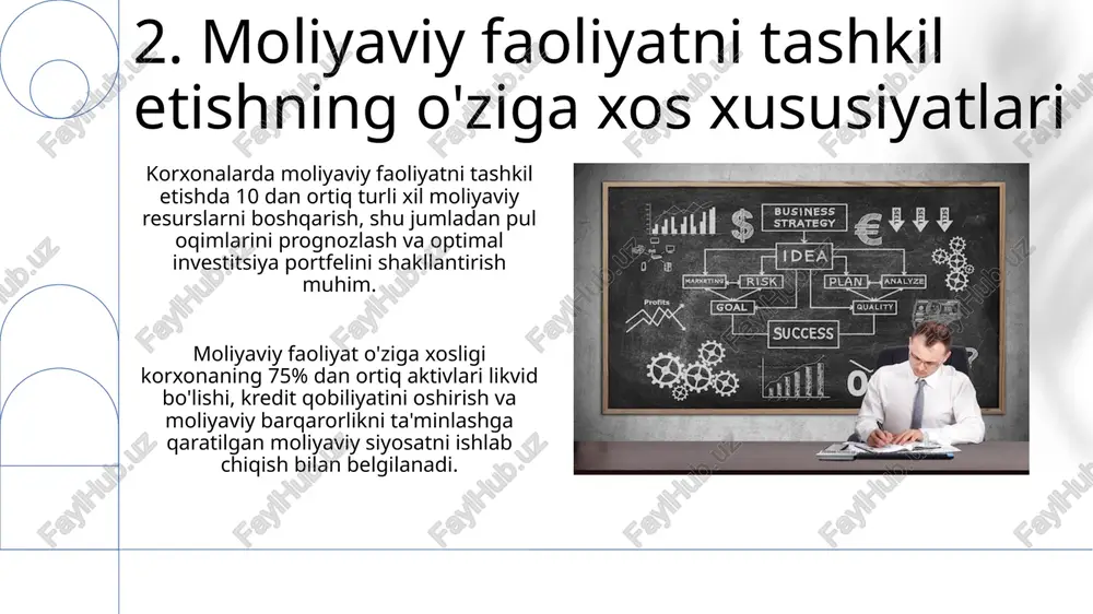 ech) raqamli moliyaviy texnologiyalar (fintech) 2023-yilda 12 milliard dollardan ziyod investitsiya jalb qildi, bu an'anaviy bank xizmatlariga raqamli alternativlarni rivojlantirishga qaratilgan. fintech kompaniyalari blokcheyn texnologiyasi orqali kriptovalyutalarni boshqarish, xavfsizlikni oshirish va tranzaksiyalarni tezlashtirish kabi innovatsion yechimlarni taqdim etadi. 16.xalqaro moliyaviy faoliyat xalqaro moliyaviy faoliyatda 2 tomonlama soliq solishdan qochish maqsadida soliq kelishuvlari muhim rol o'ynaydi, ko'pincha 5-15% dividend solig'i stavkasini belgilaydi. transmilliy korporatsiyalar aktivlarni optimallashtirish uchun 10 dan ortiq sho''ba korxonalarida xalqaro hisob-kitoblarni amalga oshiradilar, bu esa transfer narxlarining asosiy omilidir. e'tiboringiz uchun rahmat image2.png image3.jpg image4.jpg image5.jpg image6.jpg image7.jpg image8.jpg image9.jpg image10.jpg image11.jpg image12.jpg image13.jpg image14.jpg image15.jpg image16.jpg image17.jpg image18.jpg