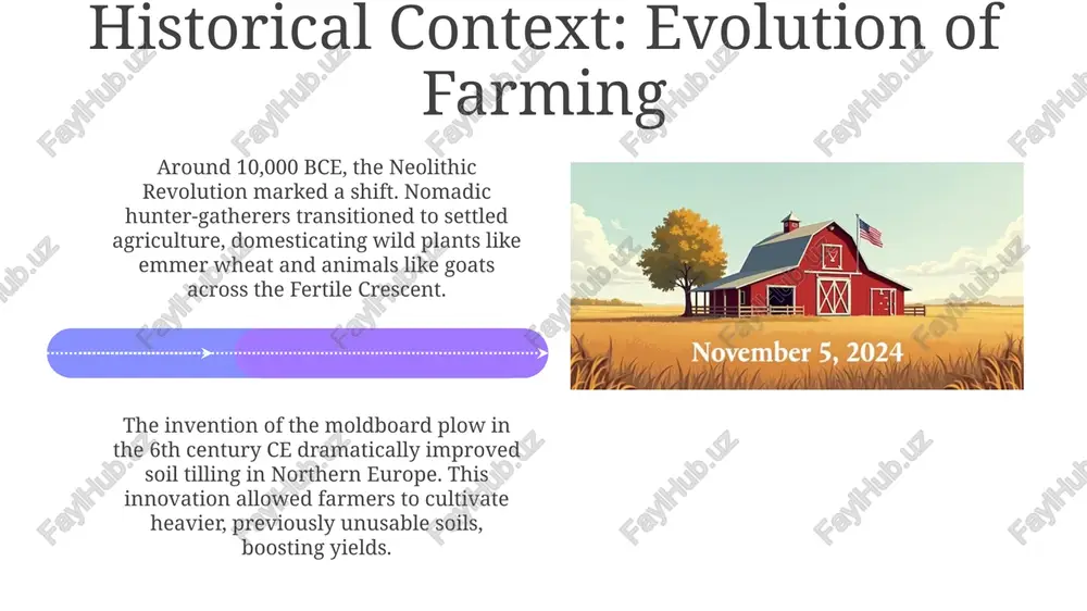 ncy (epa) regulates pesticide usage on farms through the federal insecticide, fungicide, and rodenticide act (fifra), aiming to protect human health and the environment. the future of farming: innovations and trends crispr gene-editing technology can enhance crop resilience, potentially increasing yields by 15-20% by modifying plant dna to resist pests, diseases, and extreme weather conditions with more precision. vertical farming, growing crops in stacked layers indoors, uses up to 95% less water than traditional agriculture by employing closed-loop irrigation systems and led lighting for optimized growth. challenges facing farmers: economic and environmental fluctuating commodity prices, like corn dropping 15% in a year, create unpredictable income, making it hard for farmers to invest in equipment or plan for the future amidst market volatility. environmental regulations addressing nitrogen runoff, for example, require farmers to invest in costly technologies and change practices, impacting profitability by 10-20% annually. conclusion: the enduring importance of farms …
