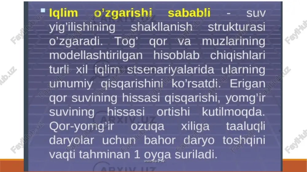 prognozidan 10 barobar ko‘p. olimlarning hisob-kitobicha, 2000 yildan 2018 yilgacha toshqinlar sayyoramizning 2,23 mln kvadrat kilometrlik hududiga zarar keltirgan, toshqinlardan 290 millionga yaqin kishi jabr ko‘rgan. suv toshqinlarining qariyb 90 foizi janubiy va janubi-sharqiy osiyo mamlakatlariga, ayniqsa hind, ganga-braxmaputra va mekong daryolari mintaqasiga to‘g‘ri kelmoqda. bundan tashqari, sun'iy yo‘ldosh ma'lumotlari lotin amerikasining janubiy qismi, yaqin sharq va afrika mamlakatlarida ham suv toshqinlari ko‘payganini ko‘rsatadi. iqlim va demografik o‘zgarishlar tufayli 2030 yilga borib suv toshqinlari yana 25ta mamlakatda yuz bera boshlashi prognoz qilinmoqda. greenpeace australia pacific tadqiqotlar bo‘limi boshlig‘i nikola kazulening ta'kidlashicha, global isish oqibatida tinch okeanidagi ayrim orol davlatlar yo‘q bo‘lib ketishi mumkin. «dunyo okeani sathining ko‘tarilishi kiribati, vanuatu va sulaymon orollarini yashash uchun yaroqsiz holga keltiradi», deydi mutaxassis. ma'lumot berilishicha, 1900 yildan buyon dunyo okeani sathi 20 santimetrga ko‘tarilgan. iqlim o‘zgarishining asosiy sababi nimada? mutaxassislar iqlim o‘zgarishining asosiy omili issiqxona effekti ekanligini ta'kidlashadi. quyoshdan kelgan issiqlikning yer sathida jamlanib, …